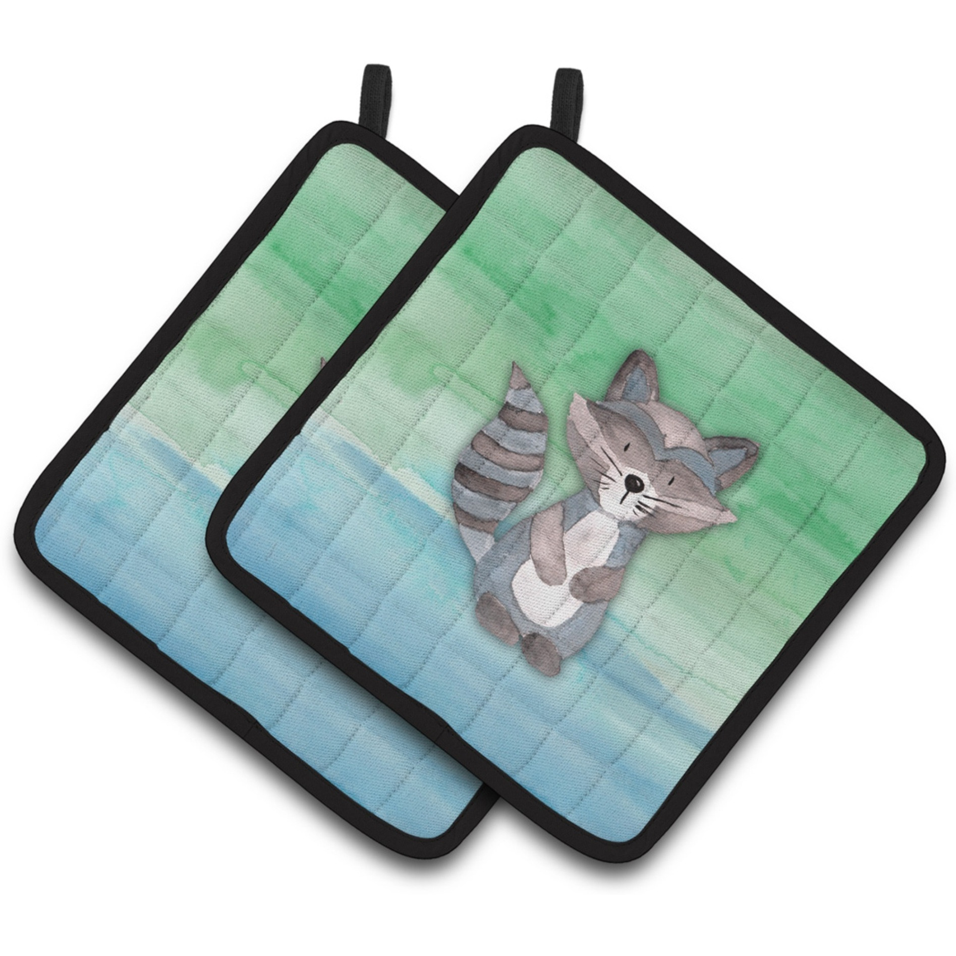 &quotCaroline's Treasures Raccoon Watercolor Decorated pot holder, 7.5"" x 7.5"", Multicolor"