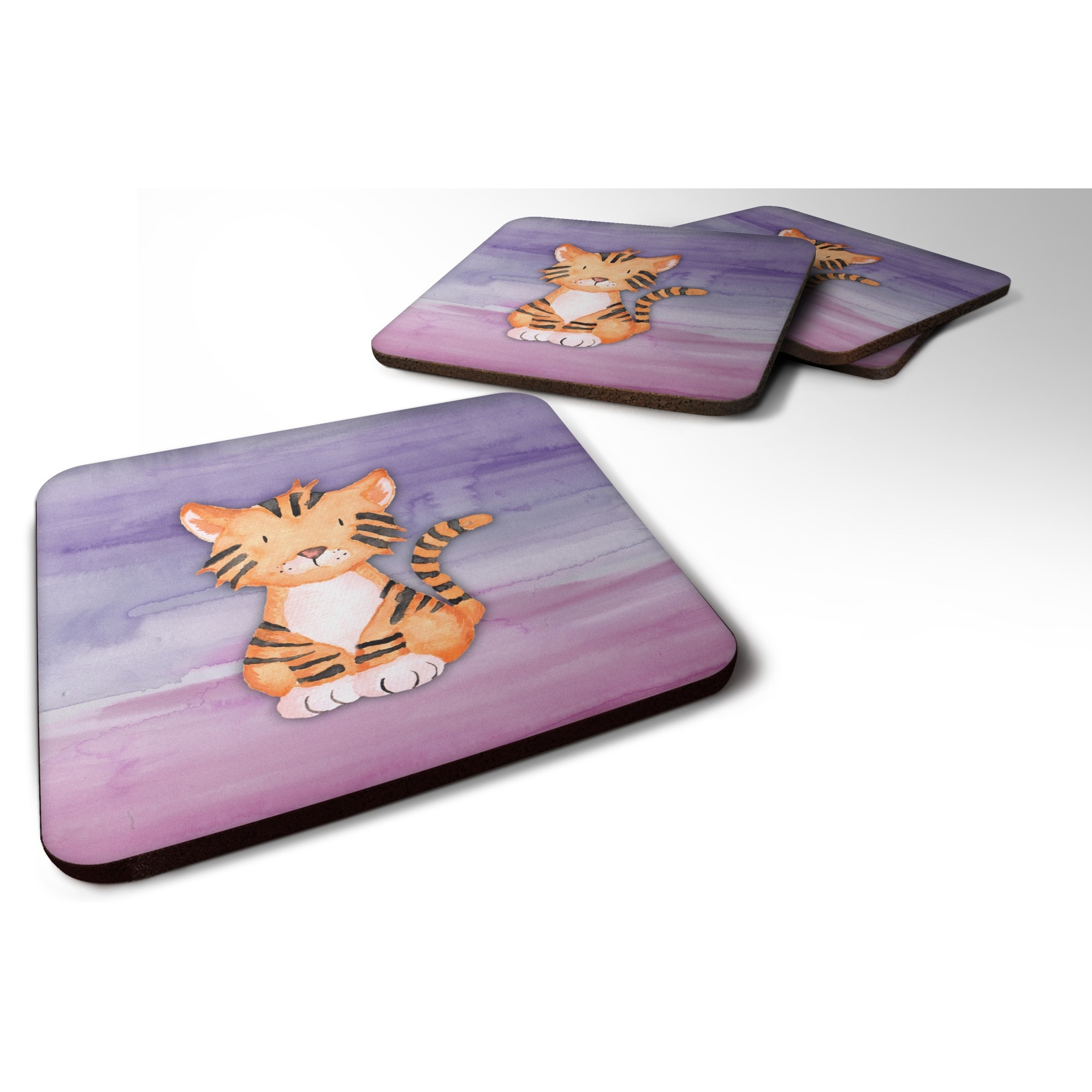 &quotCaroline's Treasures Tiger Cub Watercolor Decorative coasters, 3.5, Multicolor"