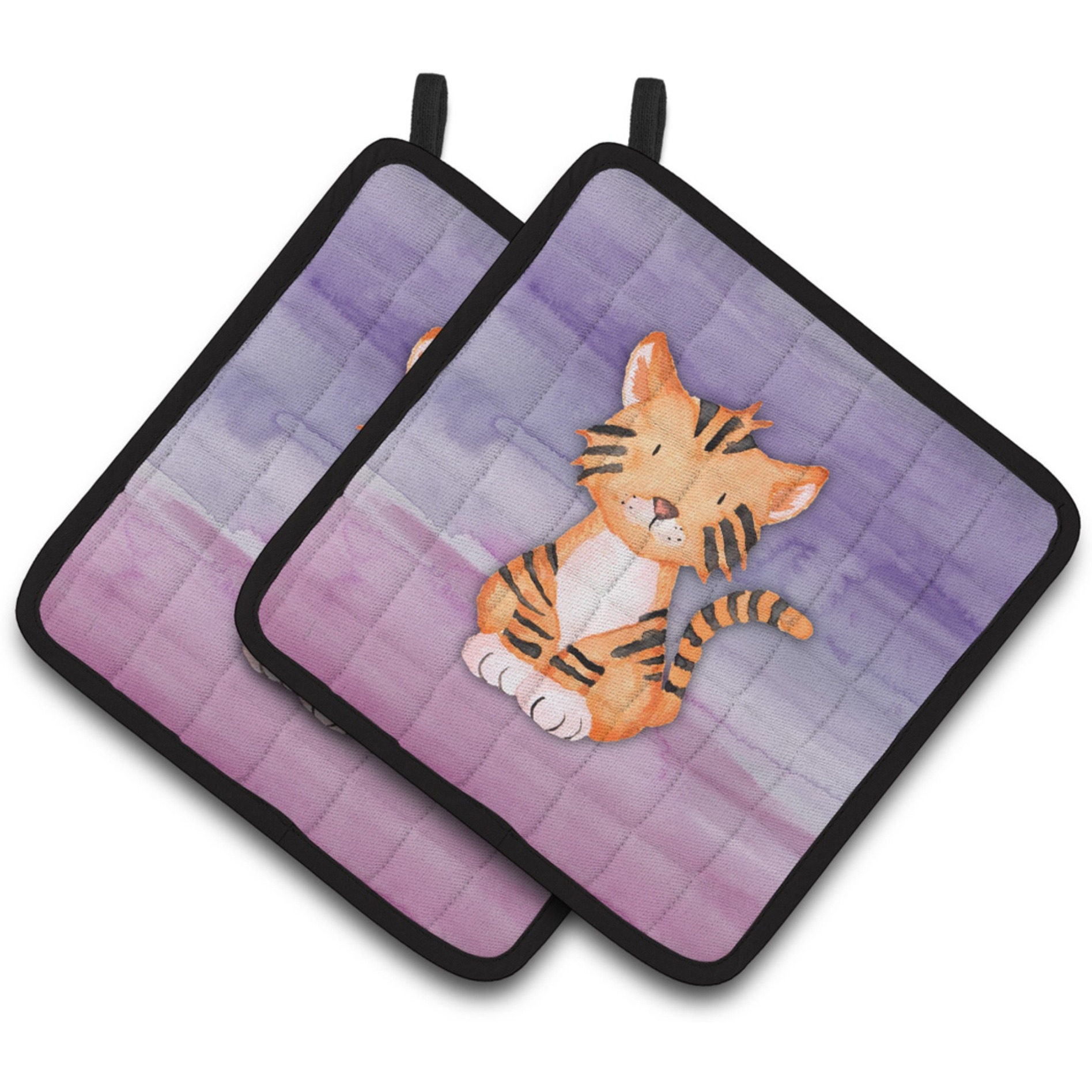 &quotCaroline's Treasures Tiger Cub Watercolor Decorated pot holder, 7.5"" x 7.5"", Multicolor"
