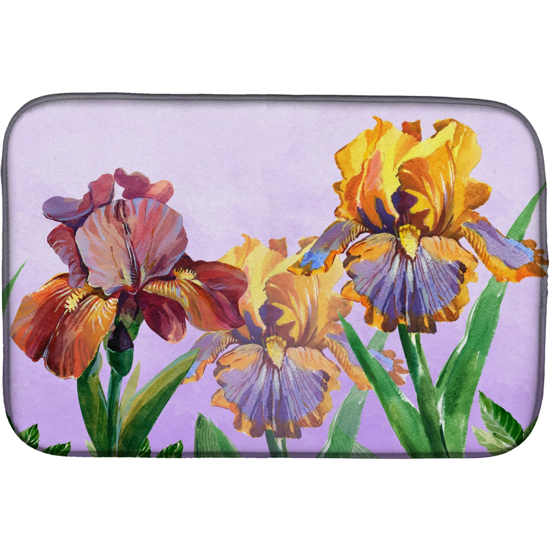 &quotCaroline's Treasures Purple And Yellow Iris Dish Drying Mat, 14 X 21, Multicolor"