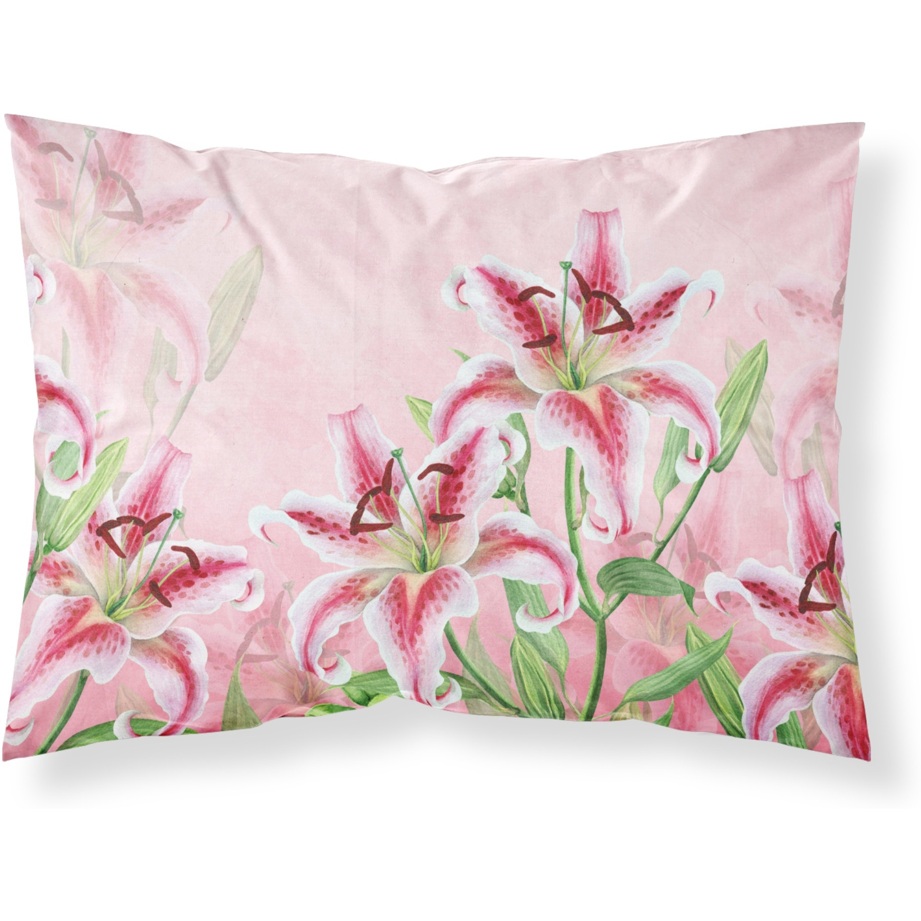 Pink Lillies Fabric Standard Pillowcase