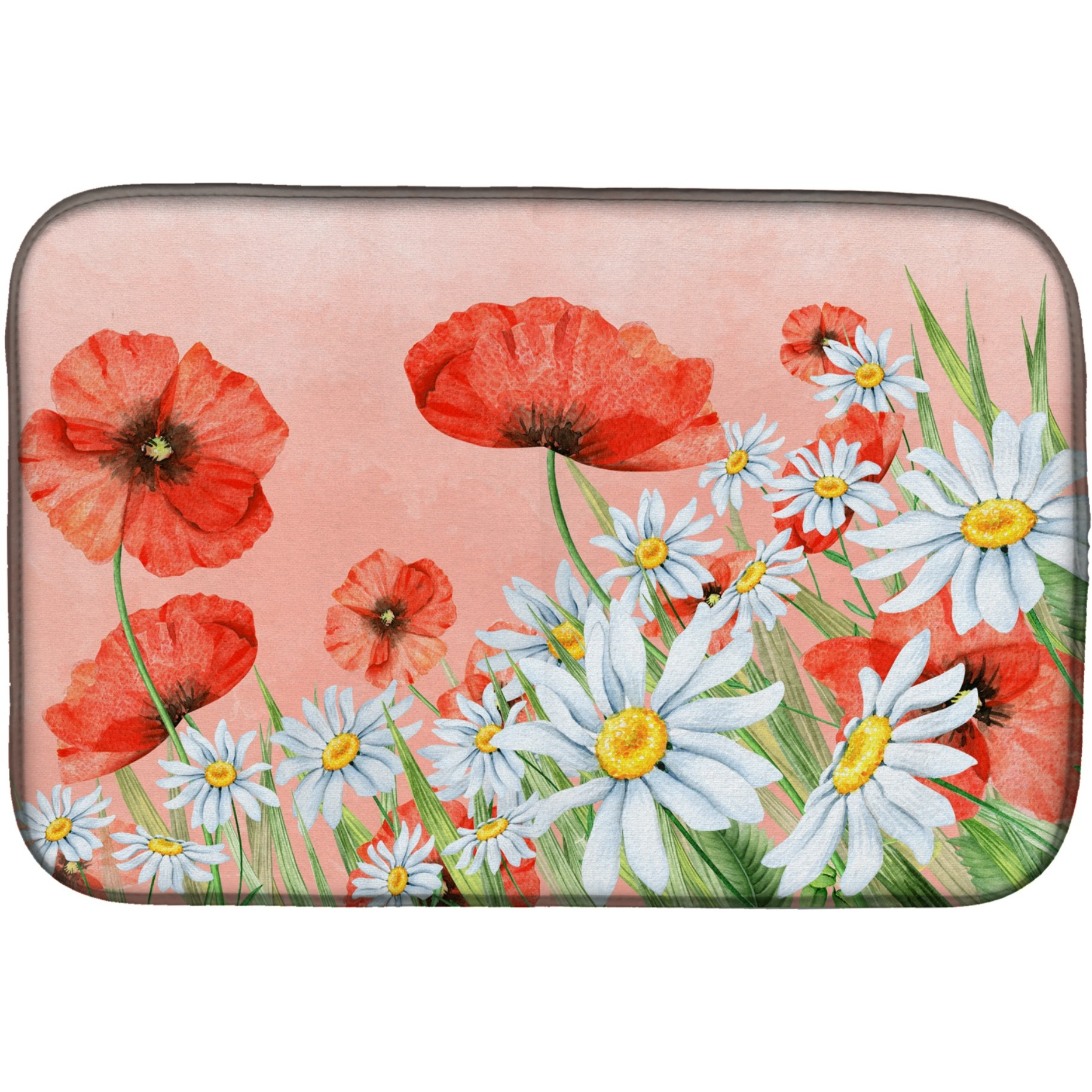 &quotCaroline's Treasures Poppies And Chamomiles Dish Drying Mat, 14"" x 21"", Multicolor"