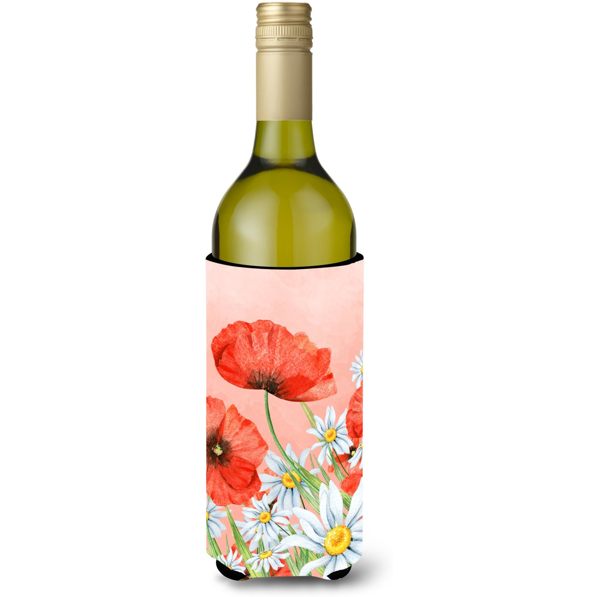 &quotCaroline's Treasures BB7448LITERK Poppies and Chamomiles Wine Bottle Hugger cold-beverage-koozies, 750 ml, Multicolor"