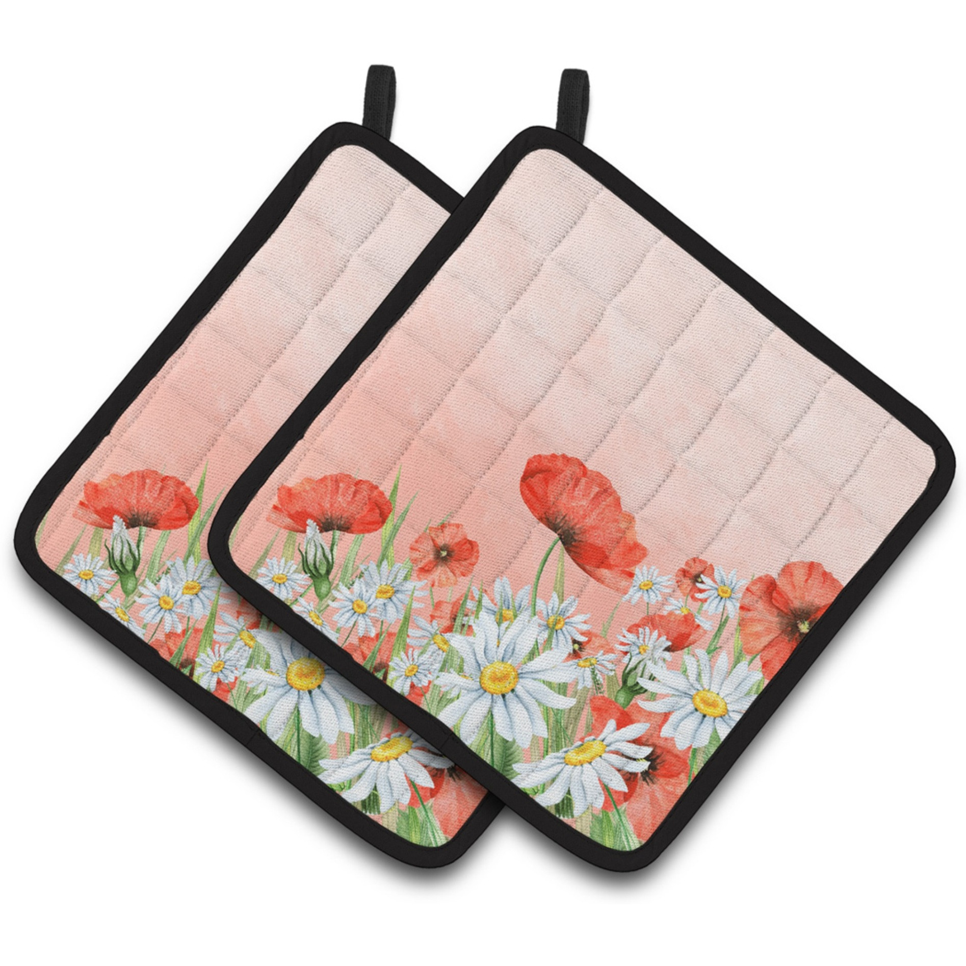 &quotCaroline's Treasures BB7448PTHD Poppies and Chamomiles Pair of Pot Holders potholders, Multicolor"