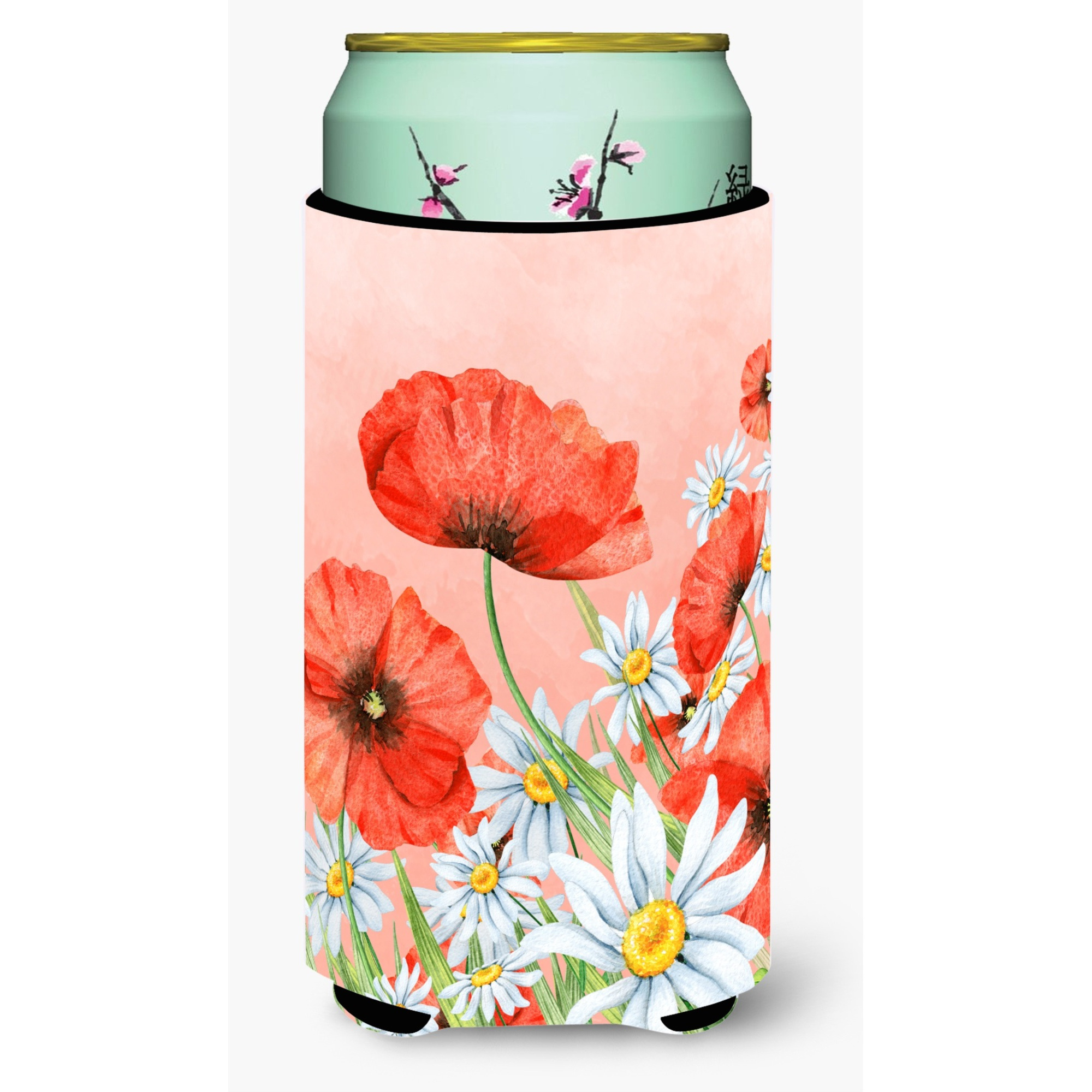 &quotCaroline's Treasures BB7448TBC Poppies and Chamomiles Tall Boy Hugger cold-beverage-koozies, Multicolor"