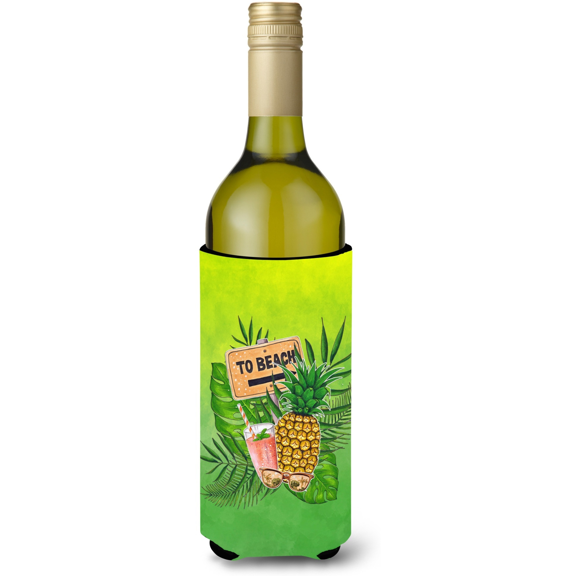 &quotCaroline's Treasures BB7450LITERK to The Beach Summer Wine Bottle Hugger cold-beverage-koozies, 750 ml, Multicolor"