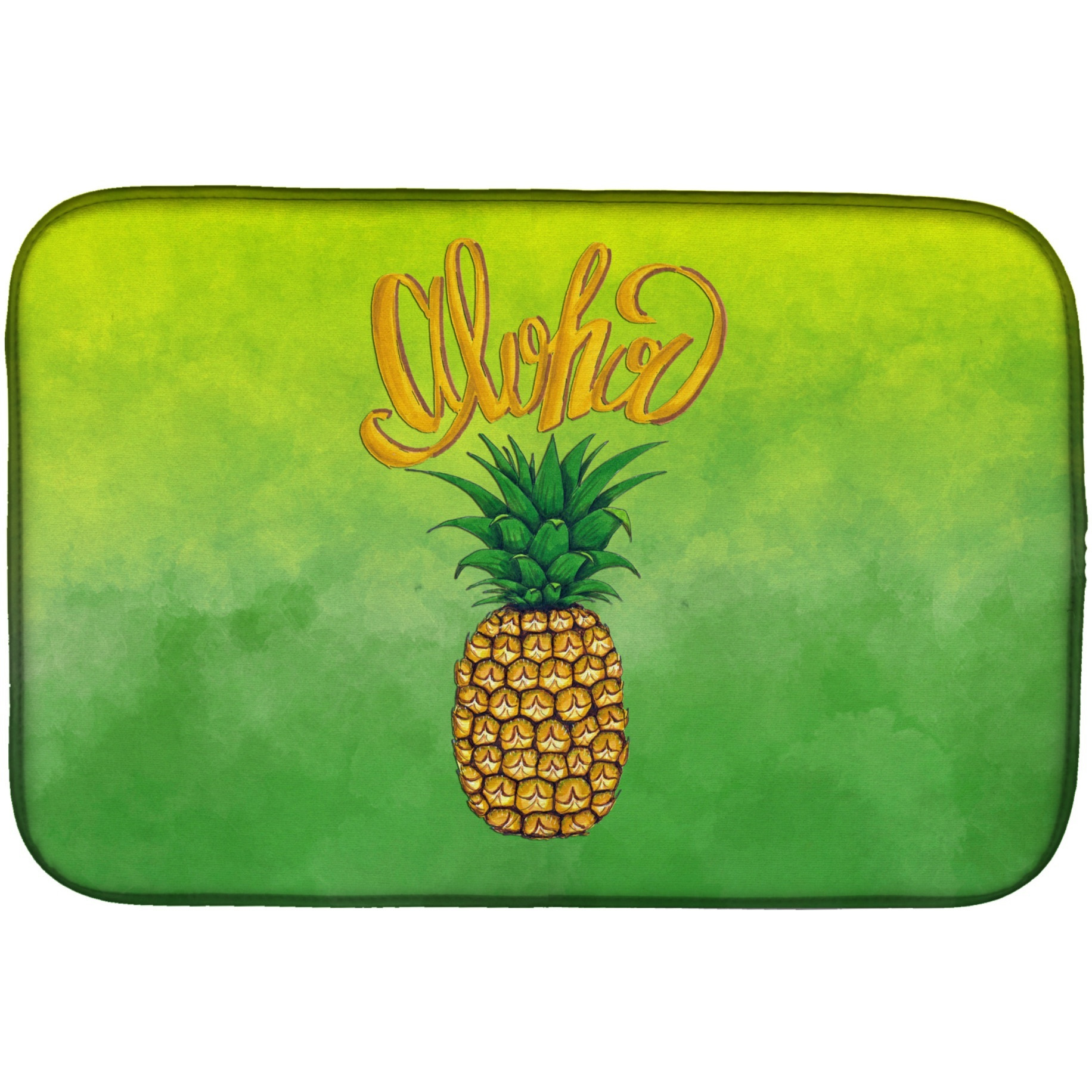 &quotCaroline's Treasures Aloha Pineapple Welcome Dish Drying Mat, 14"" x 21"", Multicolor"