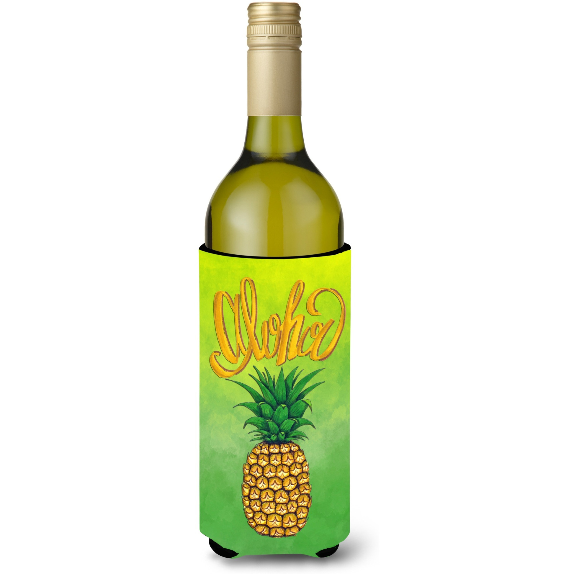 &quotCaroline's Treasures BB7451LITERK Aloha Pineapple Welcome Wine Bottle Hugger cold-beverage-koozies, 750 ml, Multicolor"