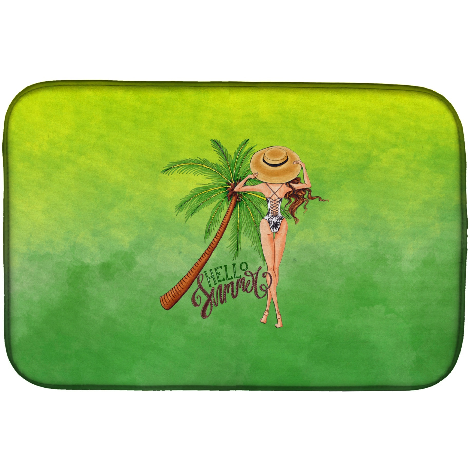 &quotCaroline's Treasures Hello Summer Lady in Swimsuit Dish Drying Mat, 14 x 21, Multicolor"