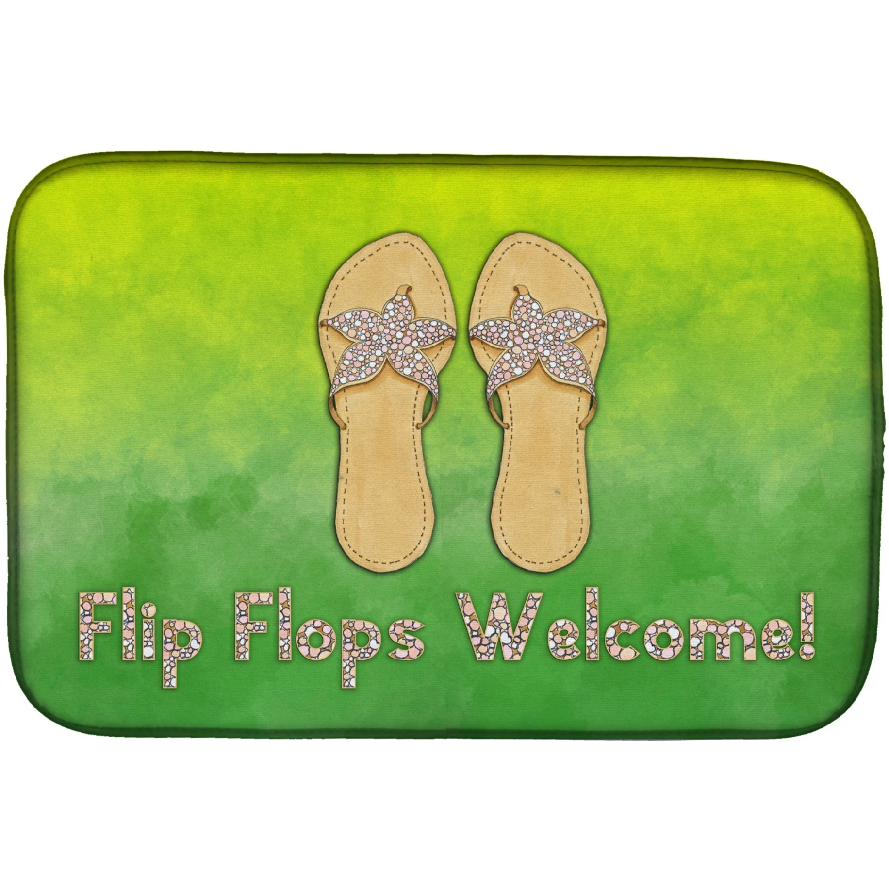 &quotCaroline's Treasures Flip Flops Welcome Dish Drying Mat, 14"" x 21"", Multicolor"