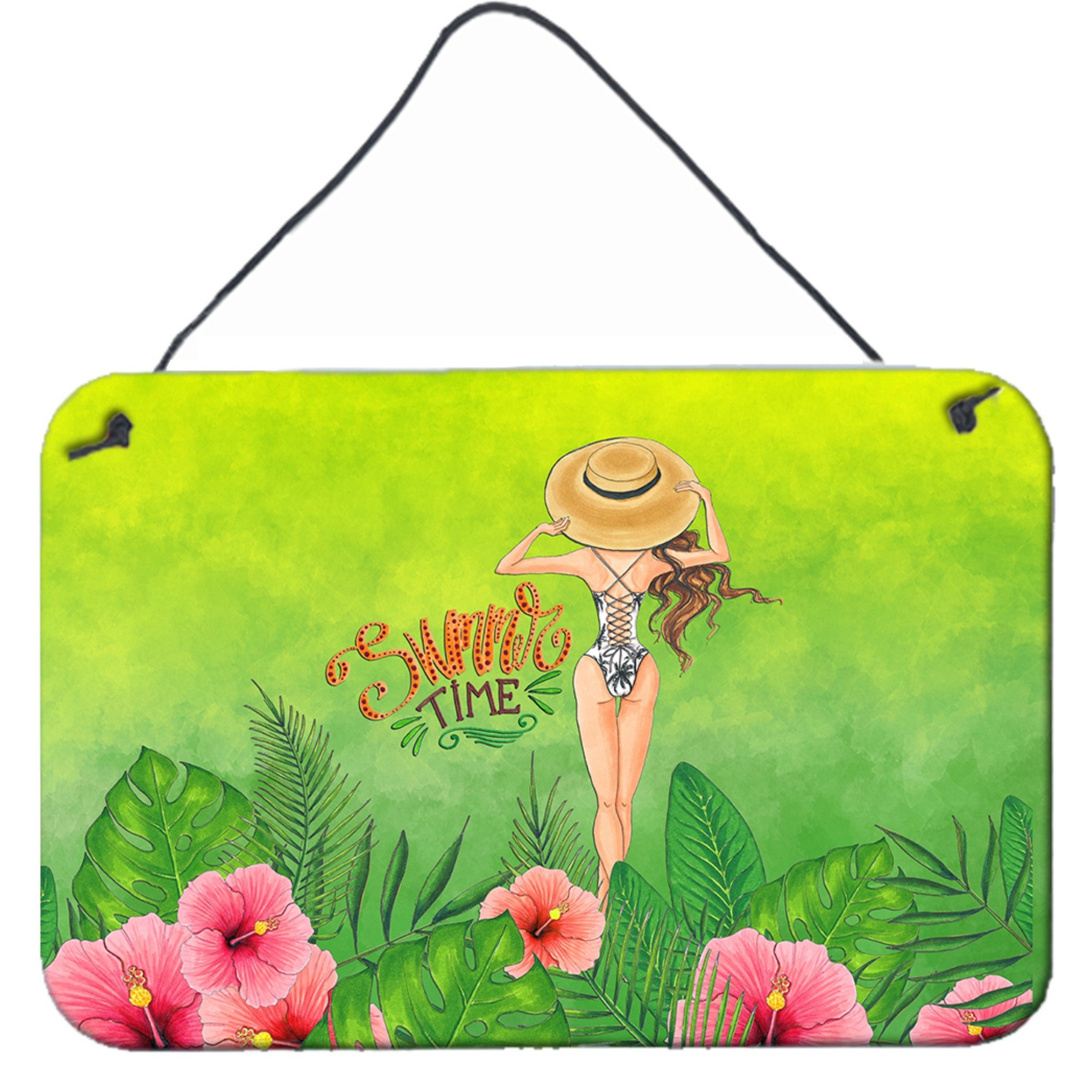 &quotCaroline's Treasures Summer Time Lady in Swimsuit Door Hanging Prints wall-decor, Multicolor"