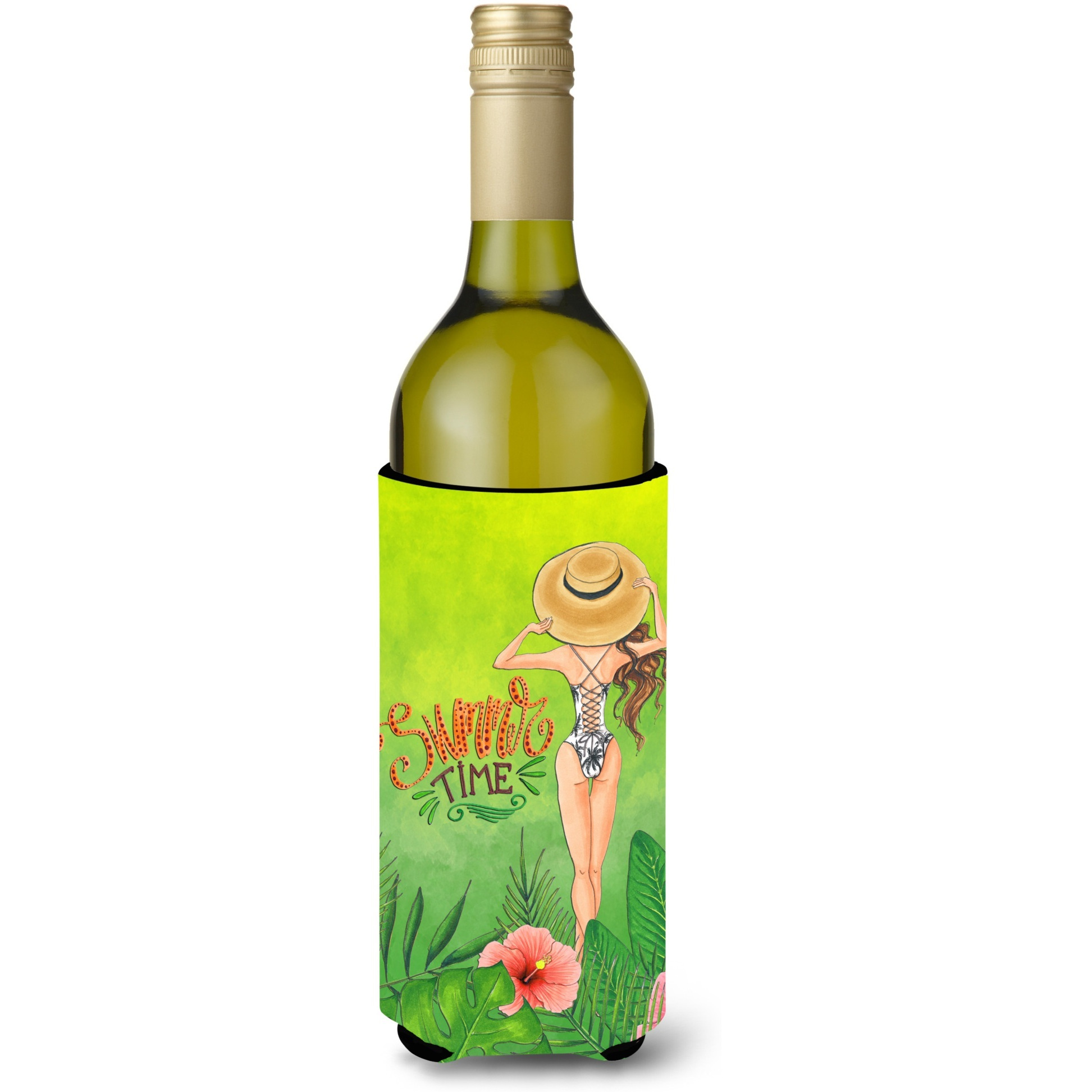 &quotCaroline's Treasures BB7455LITERK Summer Time Lady in Swimsuit Wine Bottle Hugger cold-beverage-koozies, 750 ml, Multicolor"