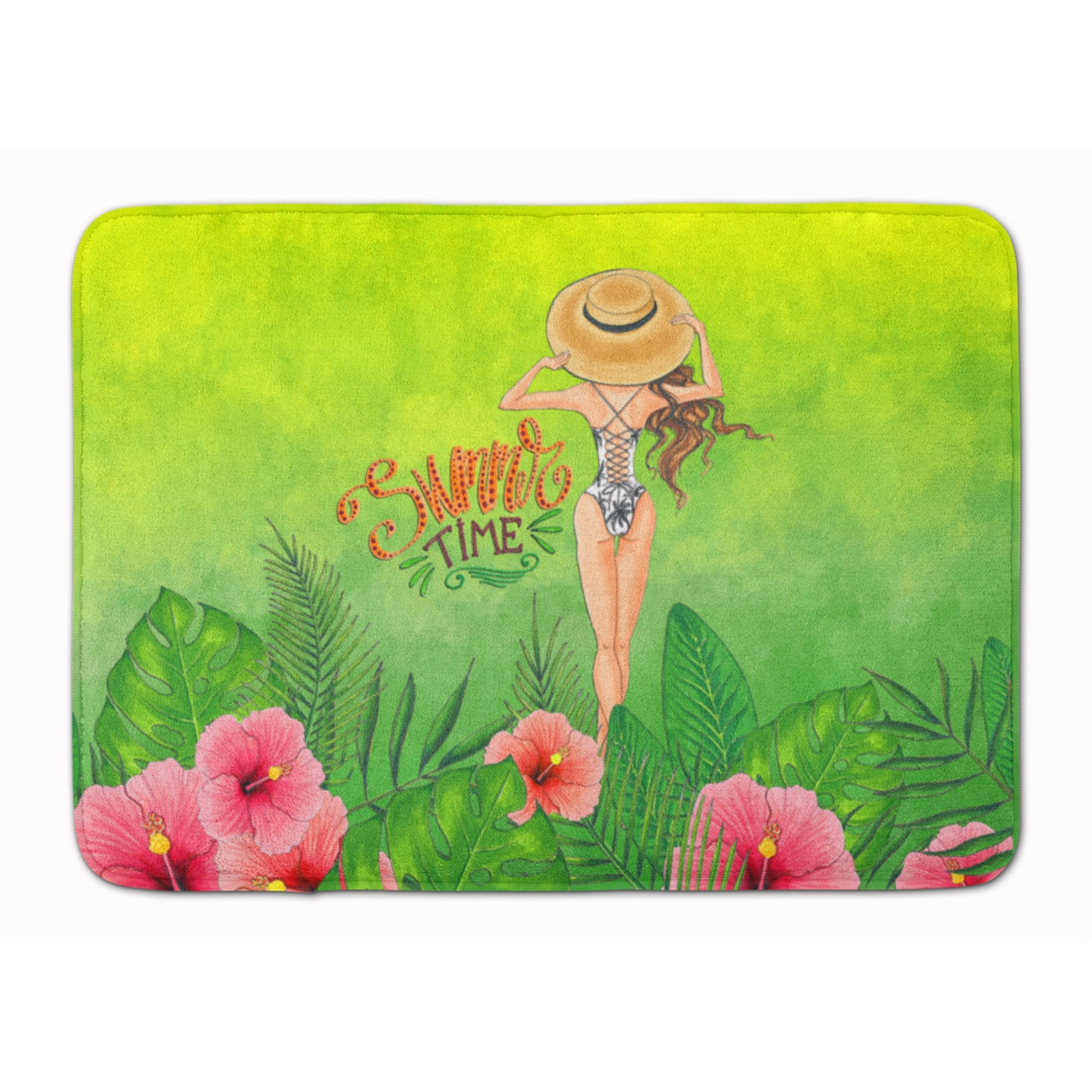 &quotCaroline's Treasures Summer Time Lady in Swimsuit Machine Washable Memory Foam Mat doormats, Multicolor"