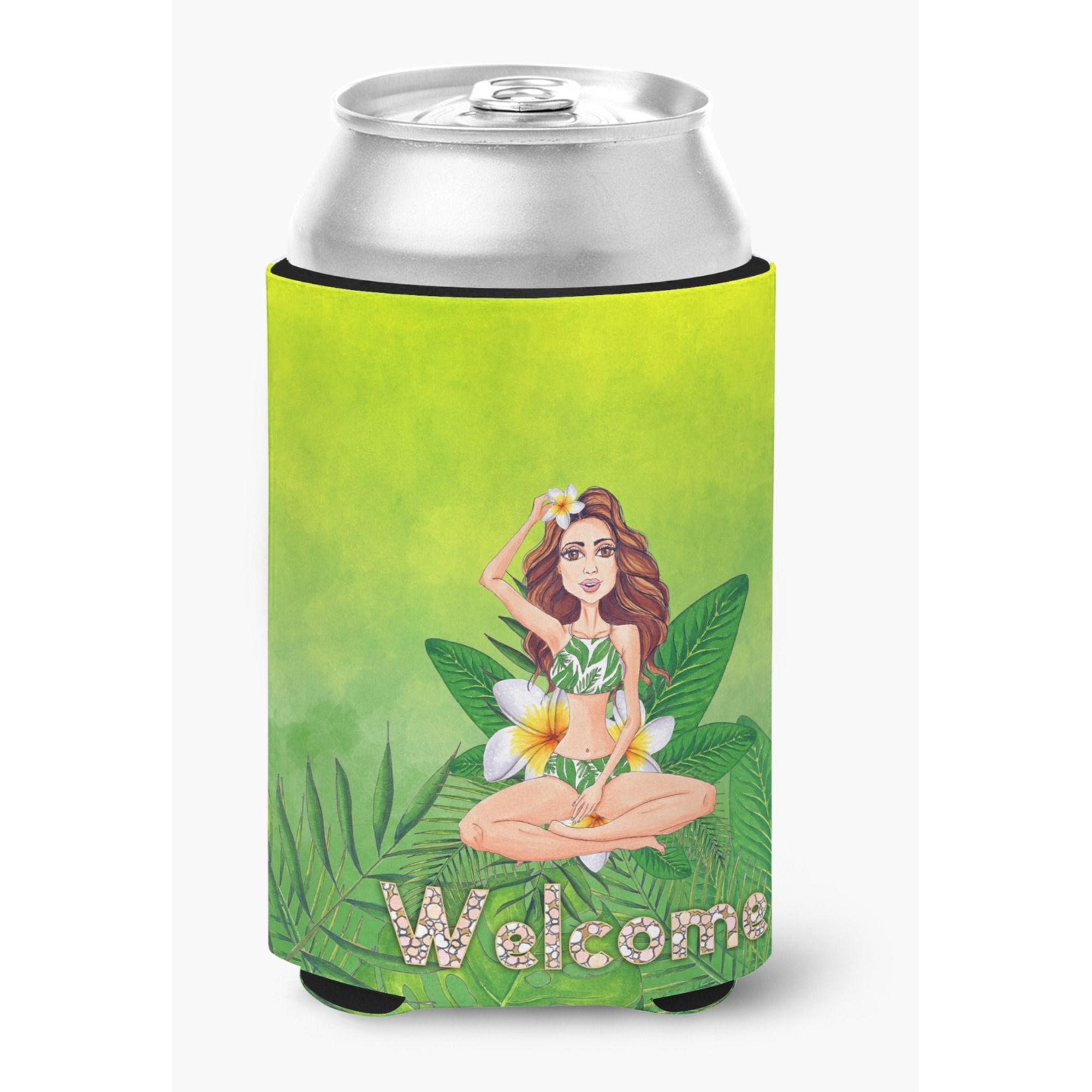 &quotCaroline's Treasures BB7457CC Welcome Lady in Bikini Summer Can or Bottle Hugger cold-beverage-koozies, Multicolor"