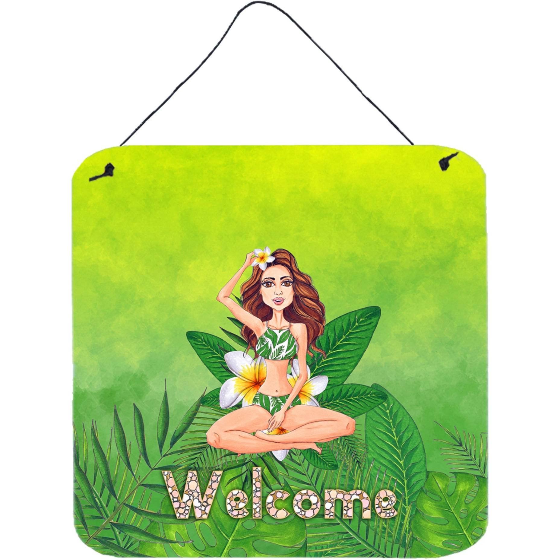 &quotCaroline's Treasures Welcome Lady in Bikini Summer Door Hanging Prints wall-decor, Multicolor"