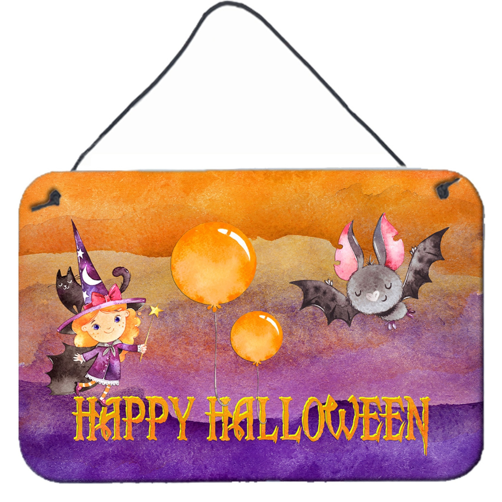 &quotCaroline's Treasures Halloween Little Witch and Bat Door Hanging Prints wall-decor, Multicolor"