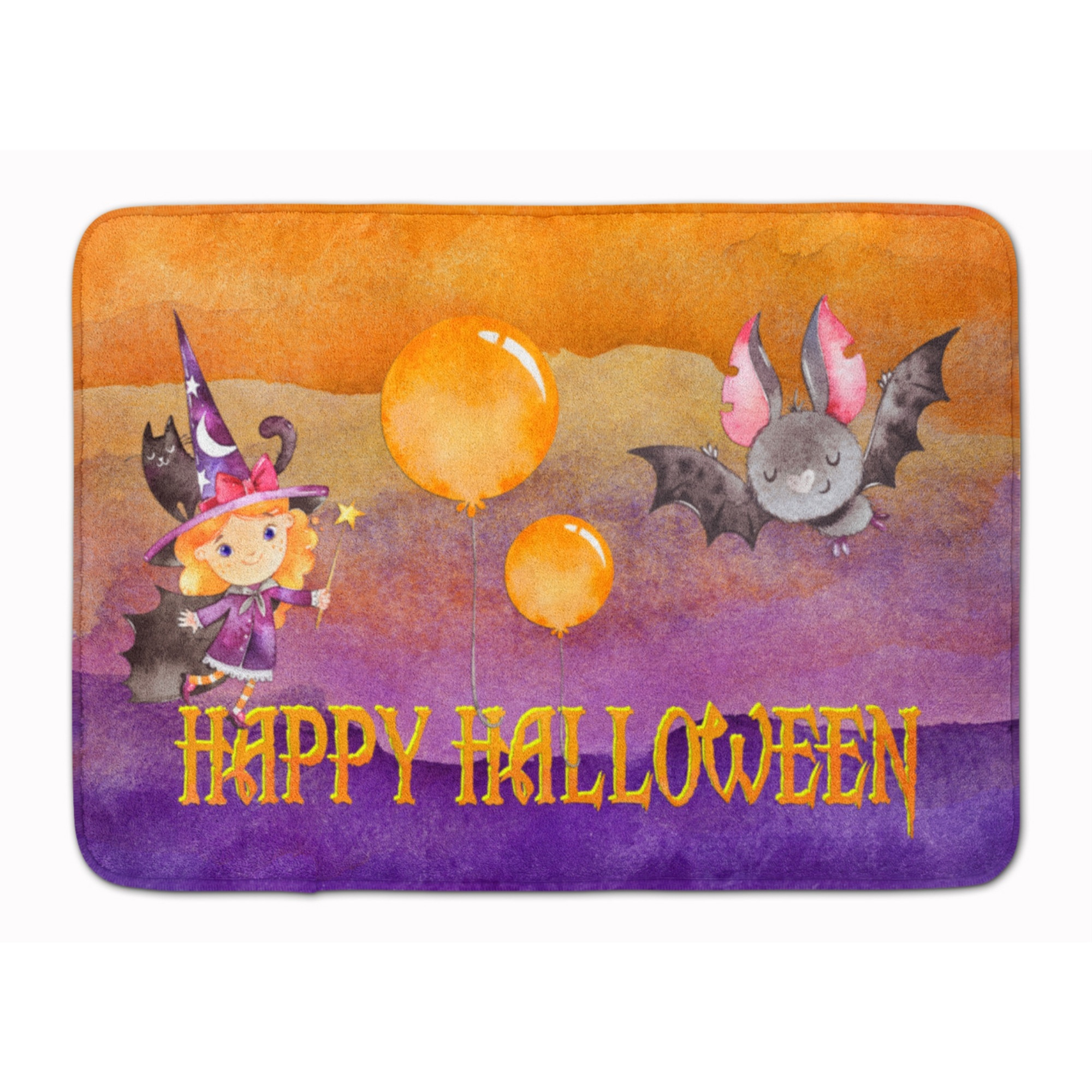 &quotCaroline's Treasures Halloween Little Witch and Bat Machine Washable Memory Foam Mat doormats, Multicolor"