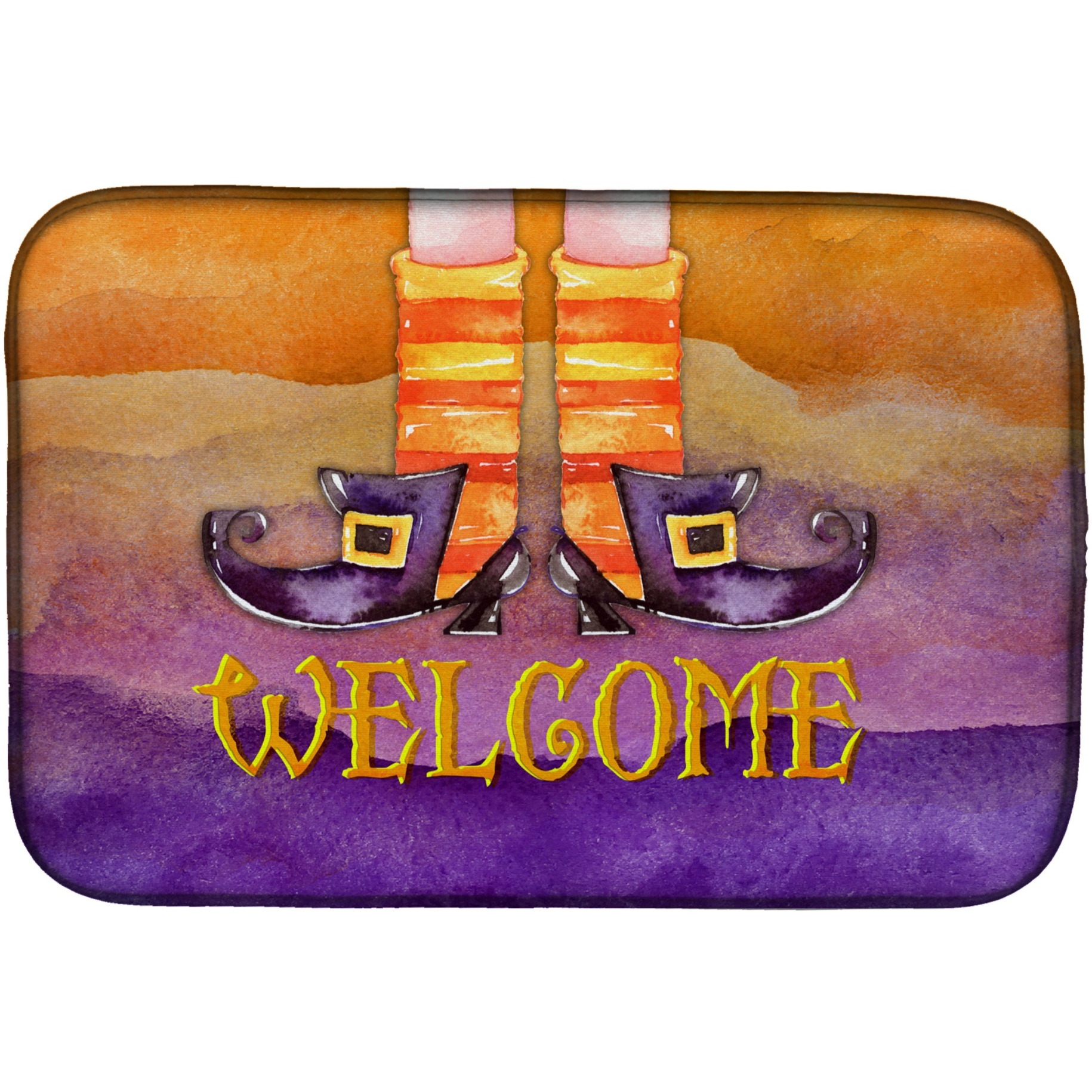 &quotCaroline's Treasures Halloween Welcome Witches Feet Dish Drying Mat, 14"" x 21"", Multicolor"