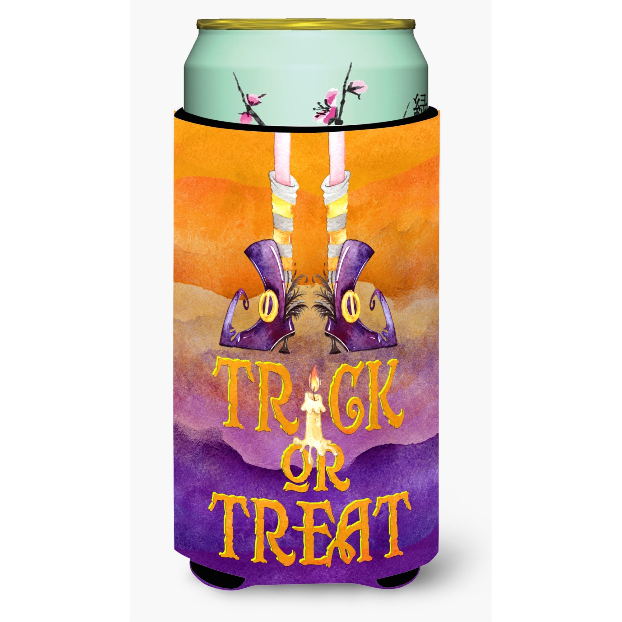 &quotCaroline's Treasures BB7460TBC Halloween Trick Witches Feet Tall Boy Hugger cold-beverage-koozies, Multicolor"