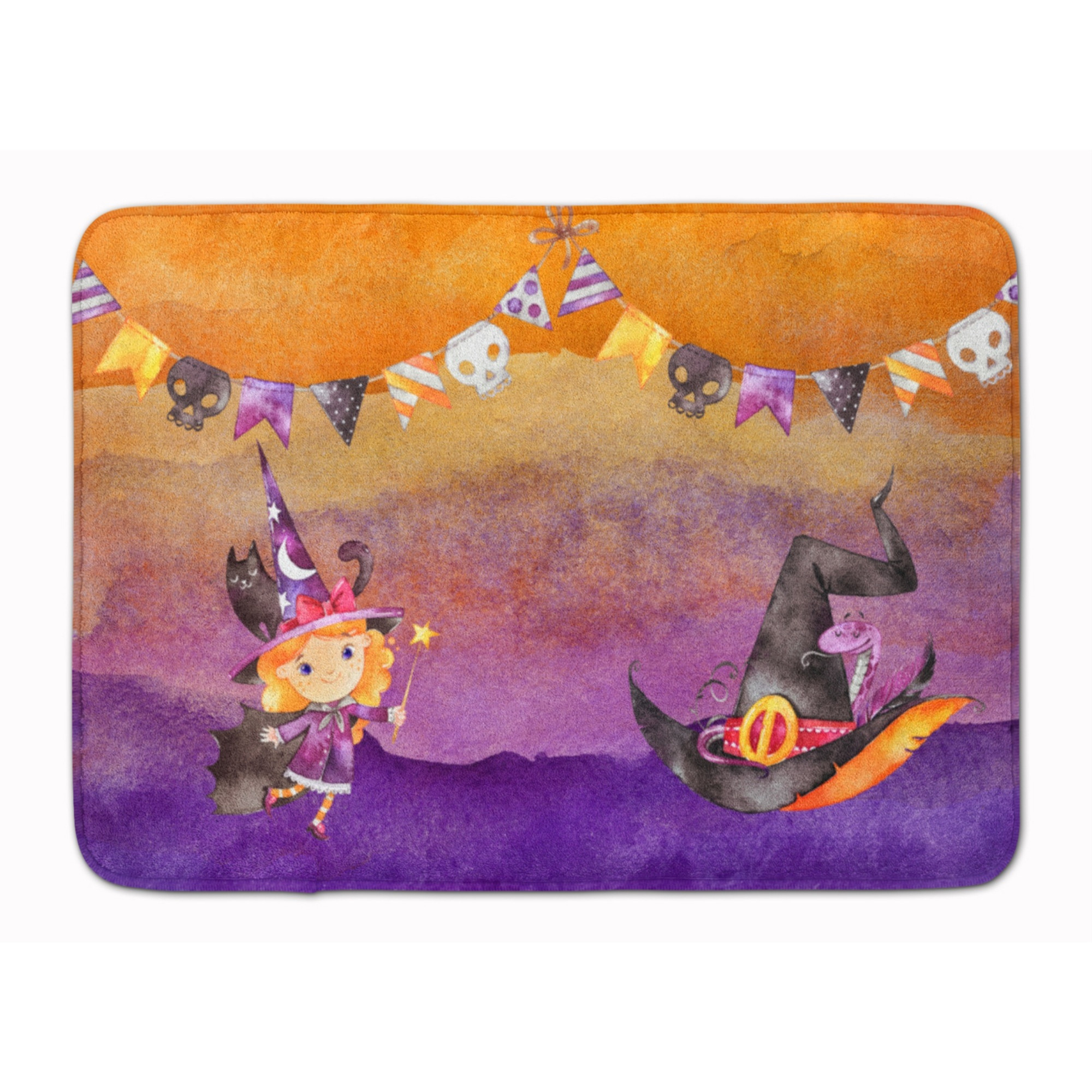 &quotCaroline's Treasures Halloween Little Witch Party Machine Washable Memory Foam Mat doormats, Multicolor"