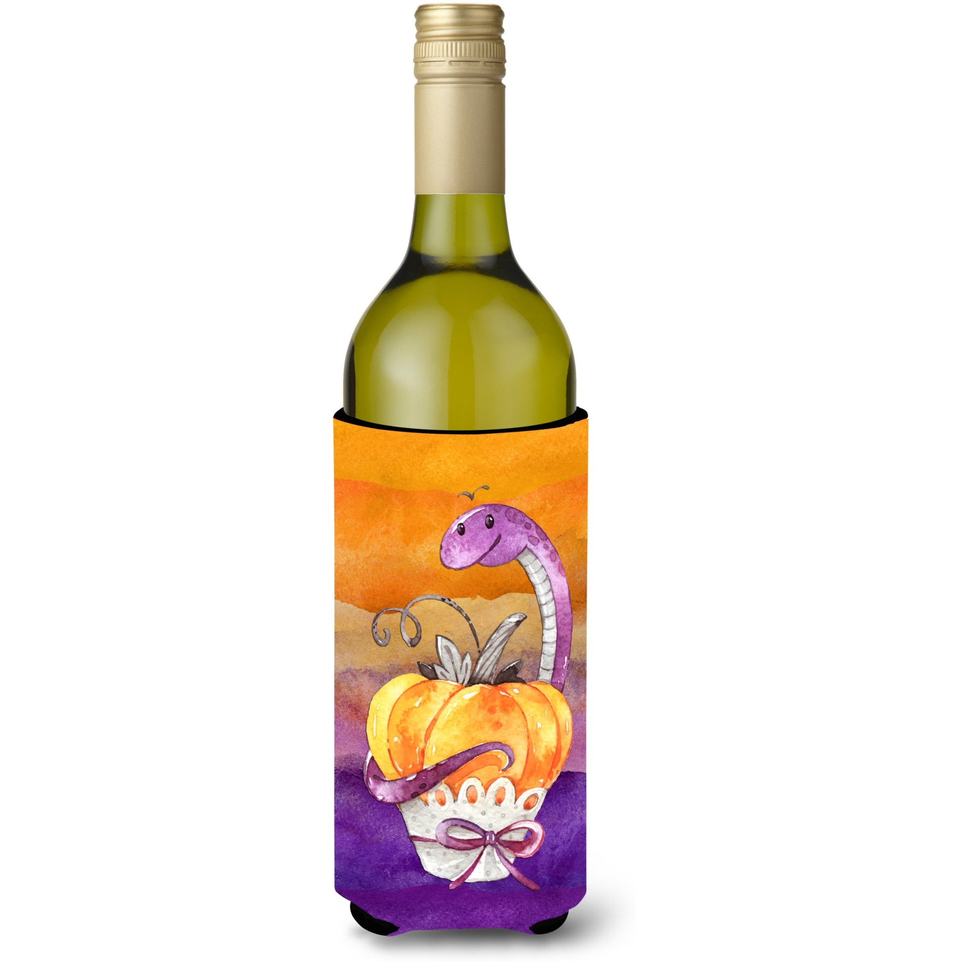 &quotCaroline's Treasures BB7465LITERK Halloween Pumpkin Snake Wine Bottle Hugger cold-beverage-koozies, 750 ml, Multicolor"
