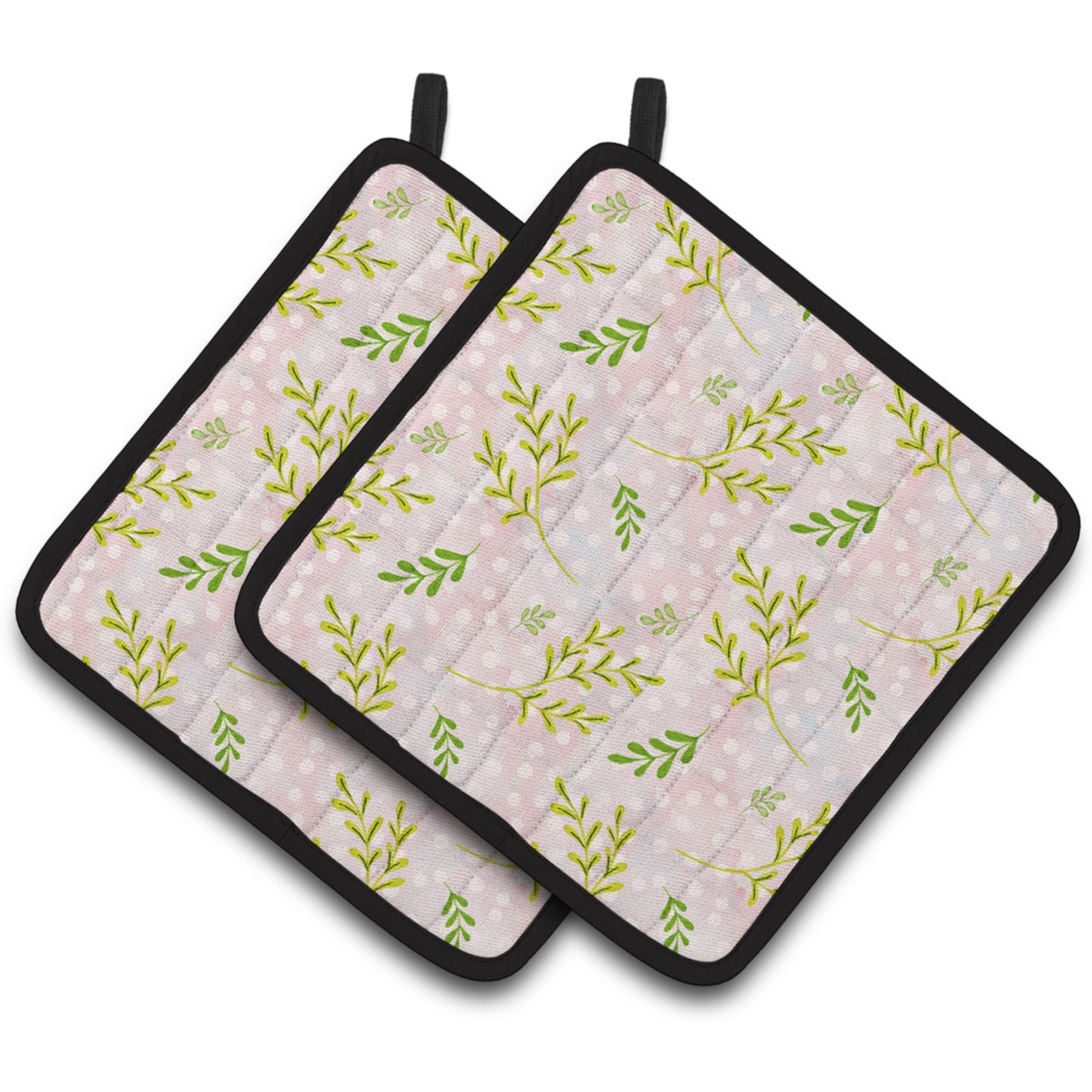 &quotCaroline's Treasures Watercolor Leaves Pink Decorated Pot Holder, 7.5"" x 7.5"", Multicolor"