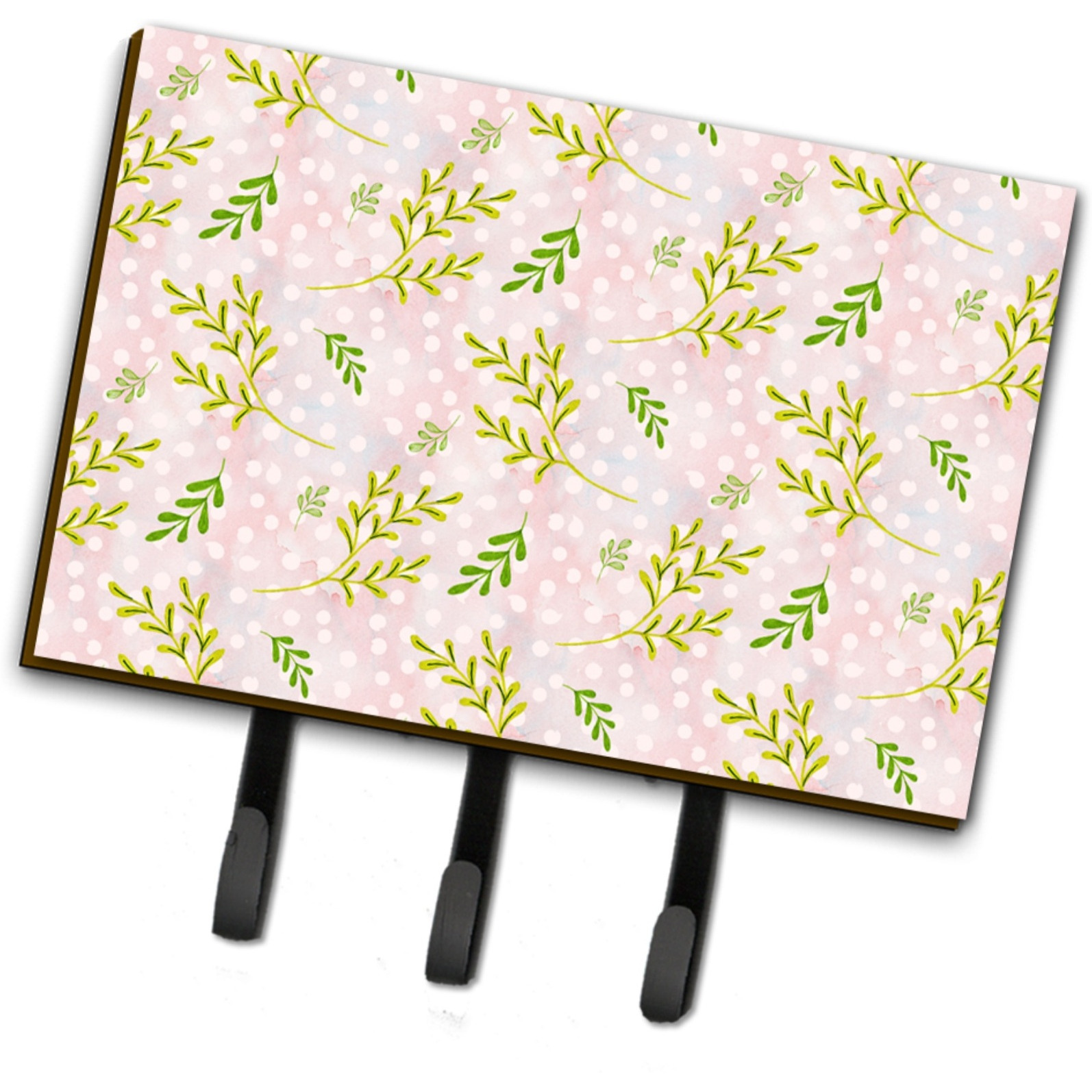 &quotCaroline's Treasures Watercolor Leaves Pink Wall Hook, Triple, Multicolor"