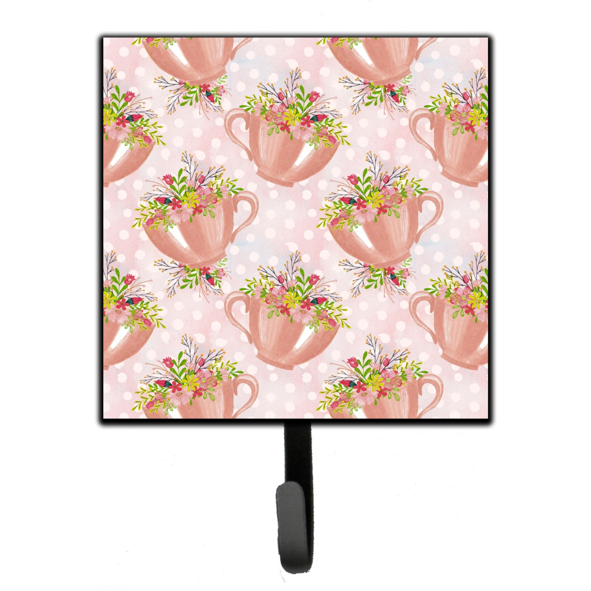 &quotCaroline's Treasures Tea Cup and Flowers Pink Wall Hook, Small, Multicolor"