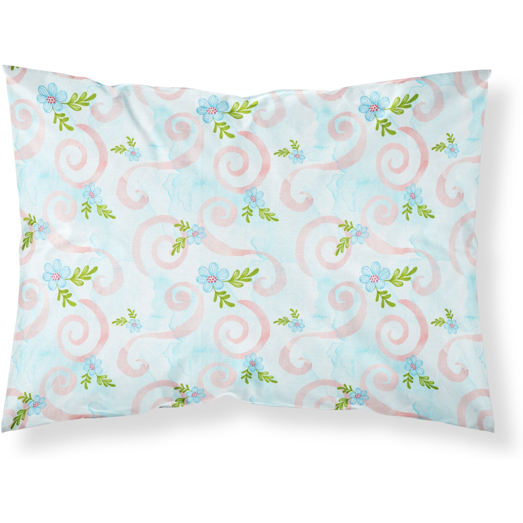 &quotCaroline's Treasures Watercolor Blue Flowers and Swirls Pillowcase, Standard, Multicolor"