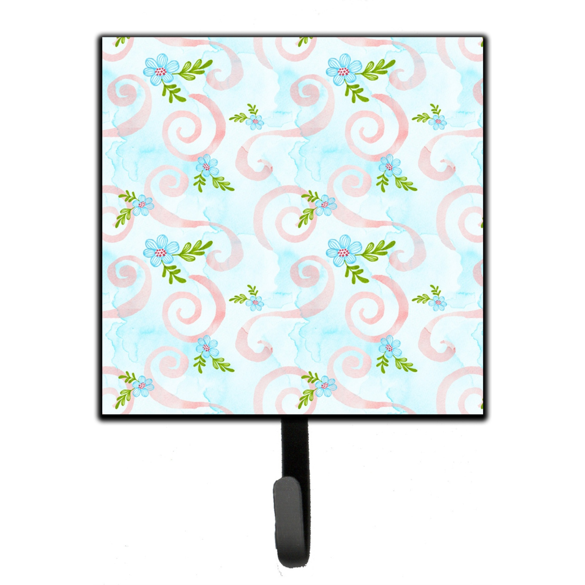 &quotCaroline's Treasures Watercolor Blue Flowers and Swirls Wall Hook, Small, Multicolor"