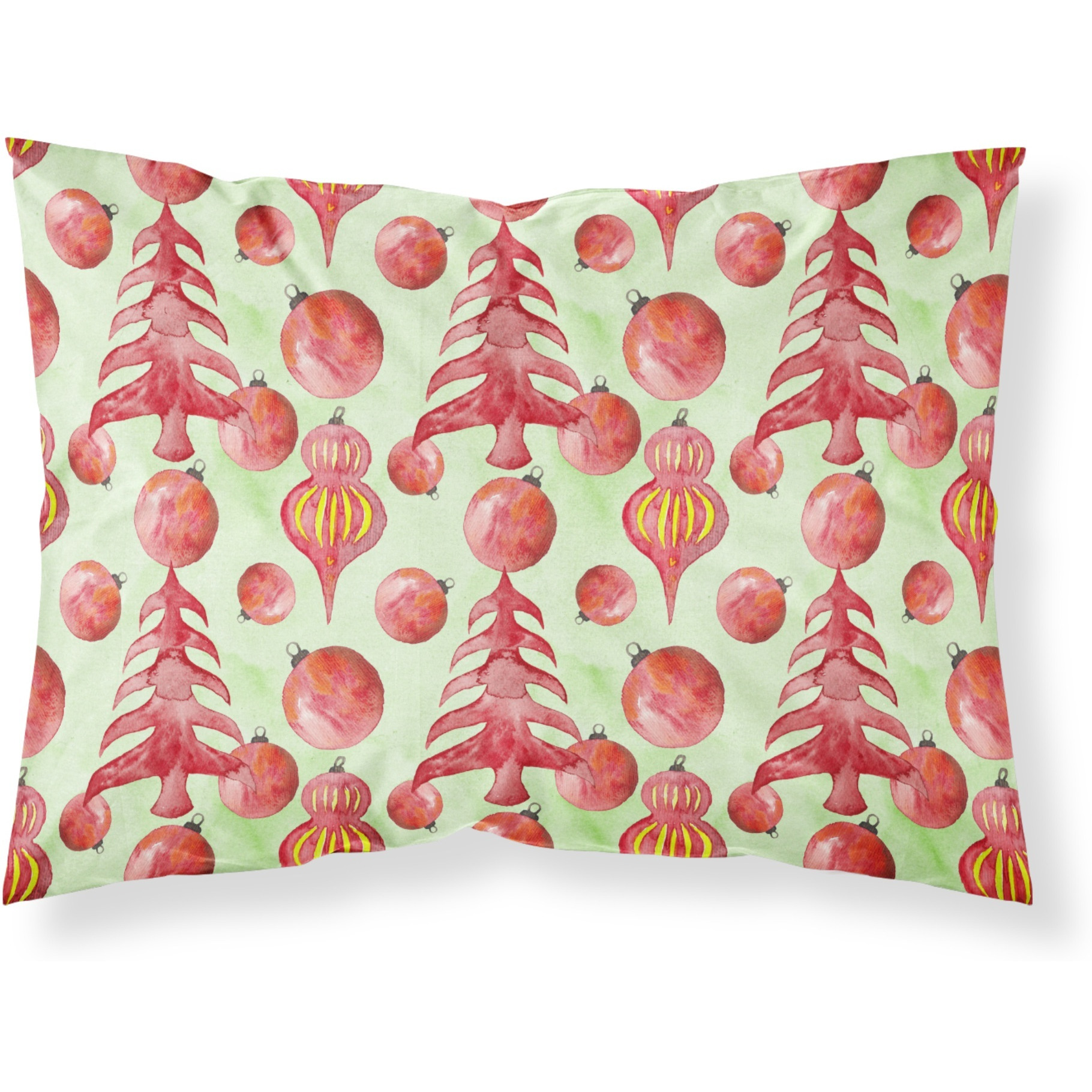 &quotCaroline's Treasures Red Christmas Tree and Ornaments Pillowcase, Standard, Multicolor"