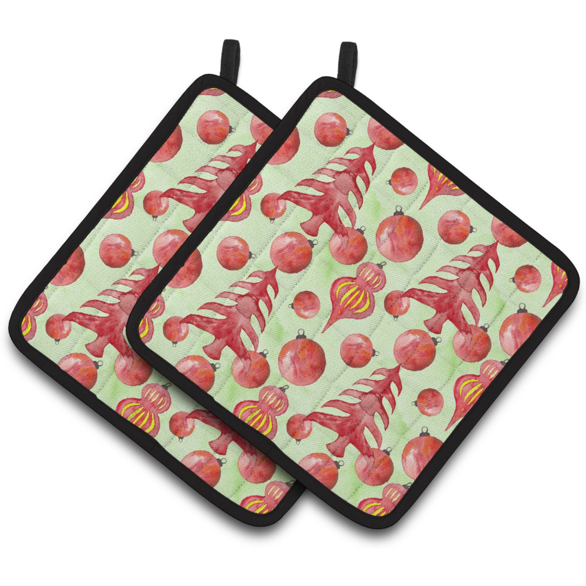 &quotCaroline's Treasures Red Christmas Tree and Ornaments Decorated Pot Holder, 7.5"" x 7.5"", Multicolor"