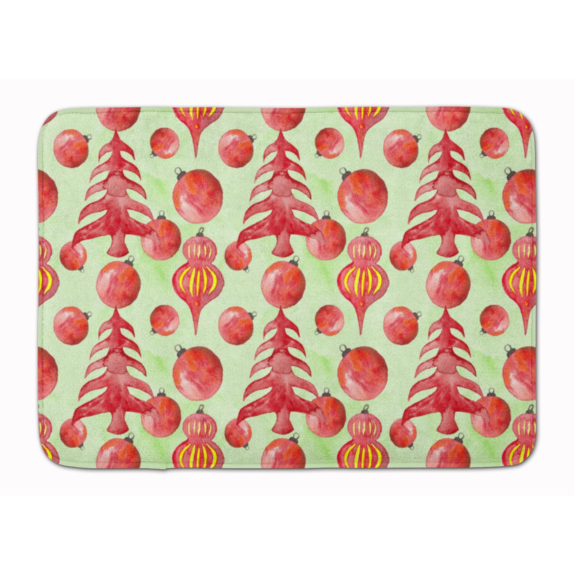 &quotCaroline's Treasures Red Christmas Tree and Ornaments Floor Mat, 19"" H x 27"" W, Multicolor"