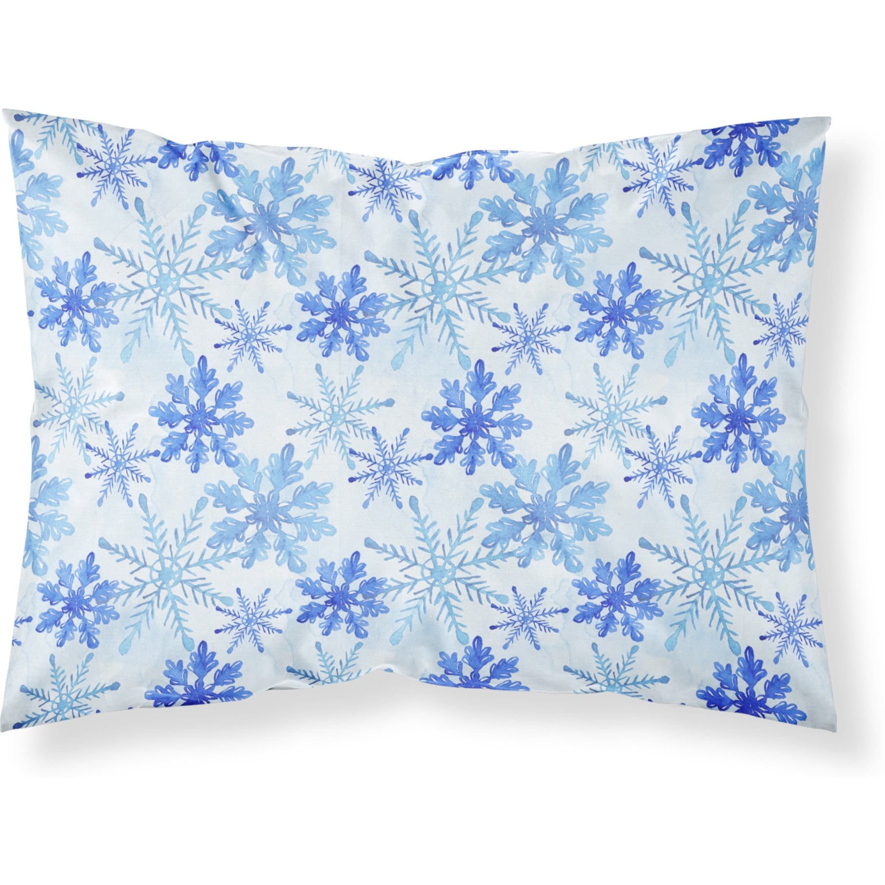 &quotCaroline's Treasures "&quotBlue Snowflakes Watercolor"" Printed, Polyester Envelope Closure pillowcase, Standard, Multicolor"