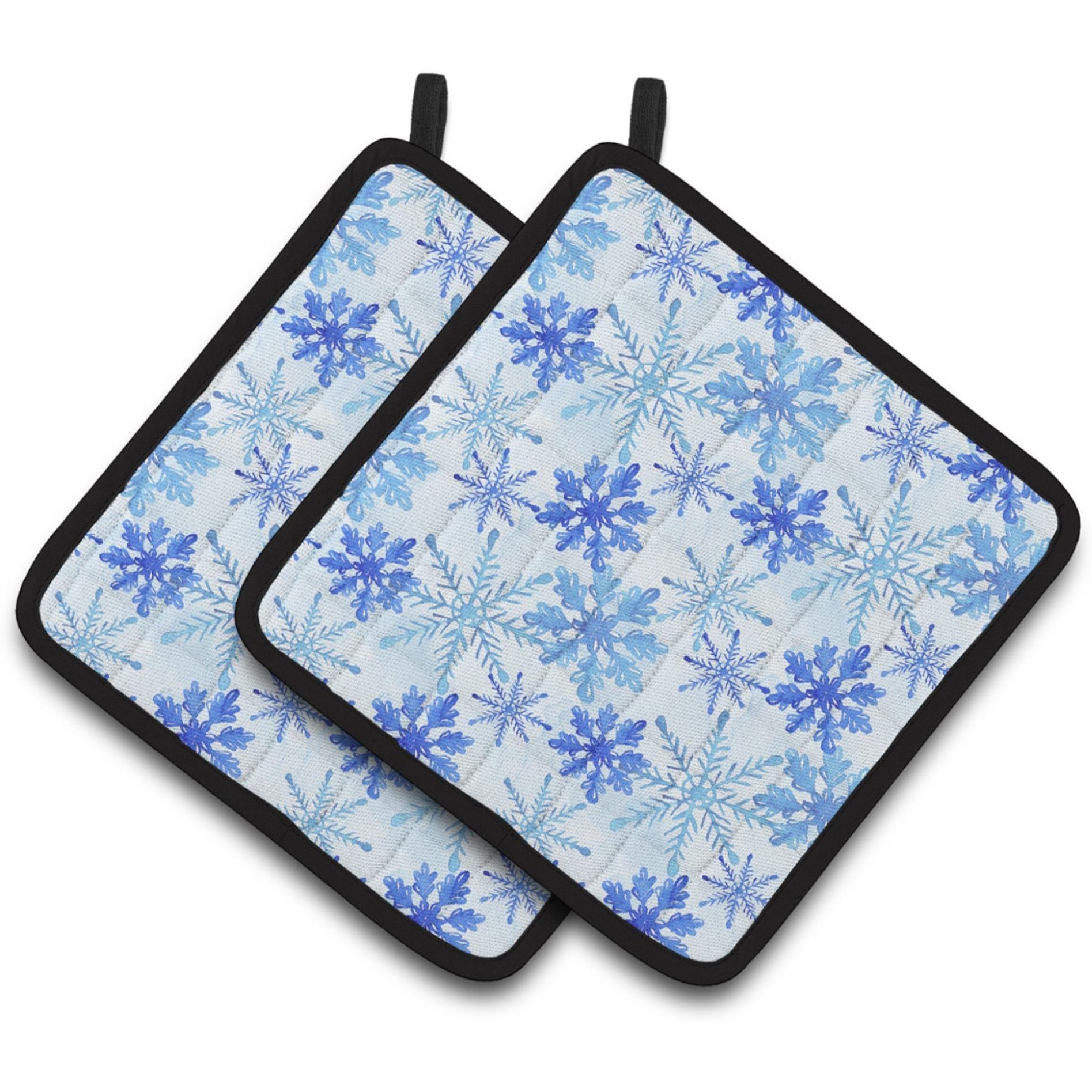 &quotCaroline's Treasures Blue Snowflakes Watercolor Decorated Pot Holder, 7.5"" x 7.5"", Multicolor"