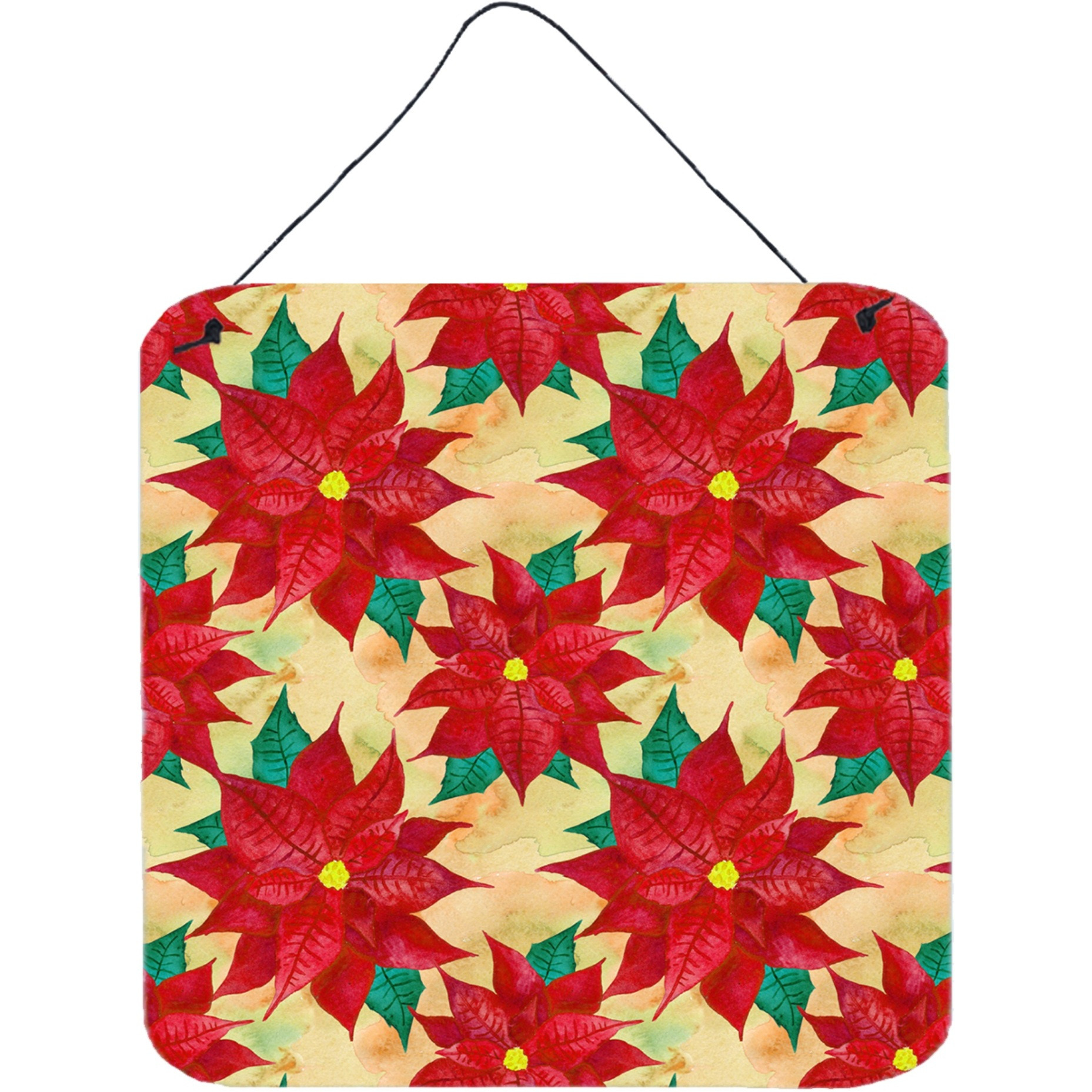 &quotCaroline's Treasures Poinsettia Christmas Metal Print, 6"" H x 6"" W, Multicolor"