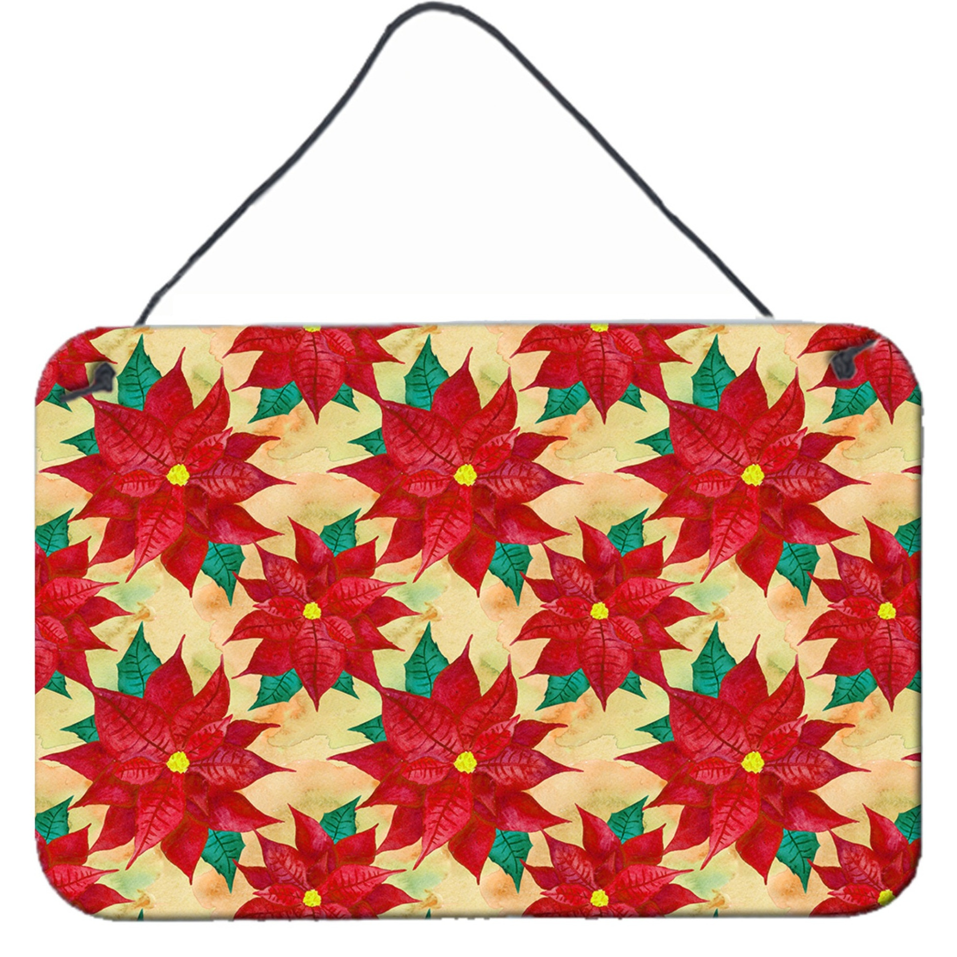 &quotCaroline's Treasures Poinsettia Christmas Metal Print, 8"" H x 12"" W, Multicolor"