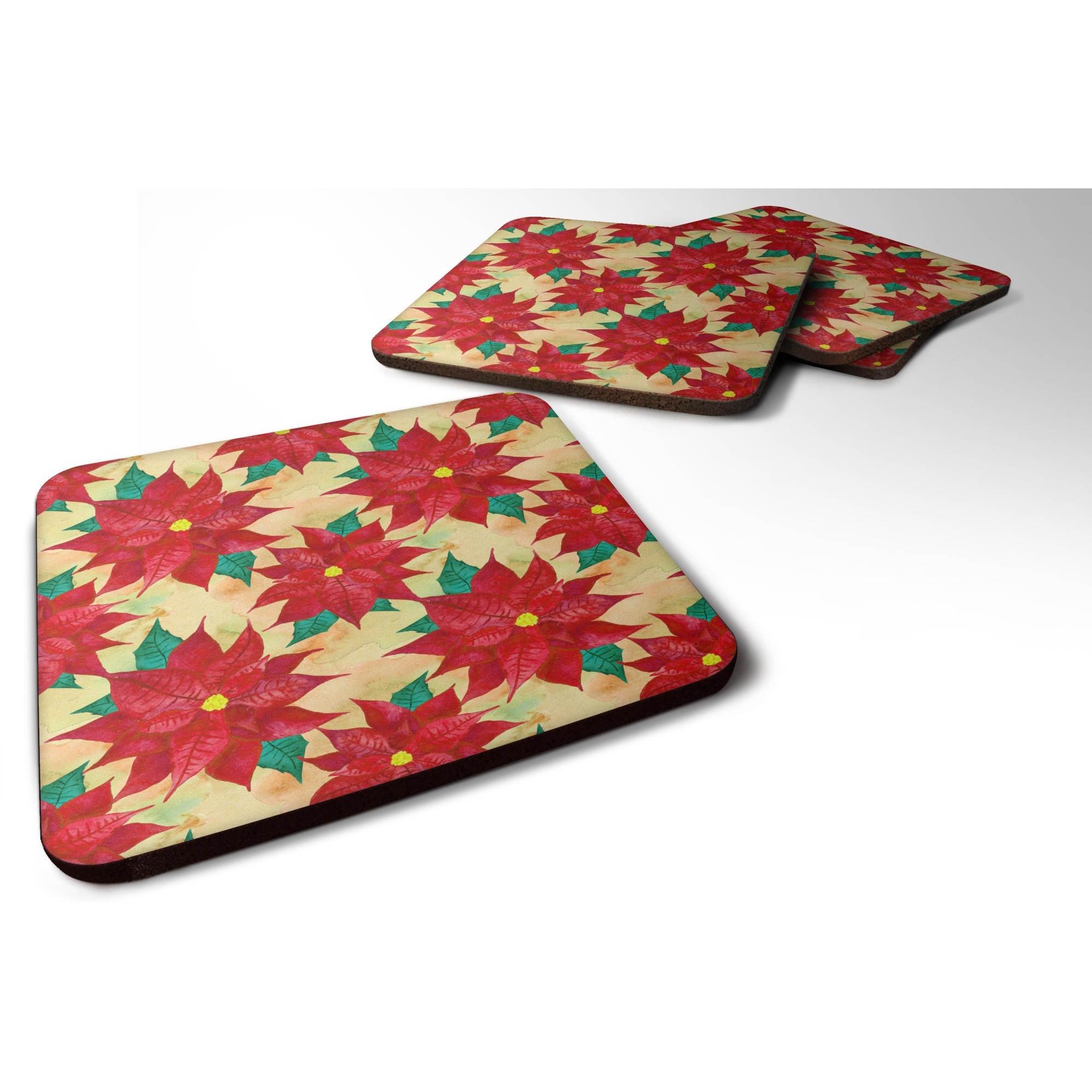 &quotCaroline's Treasures Poinsetta Christmas Decorative coasters, 3.5, Multicolor"
