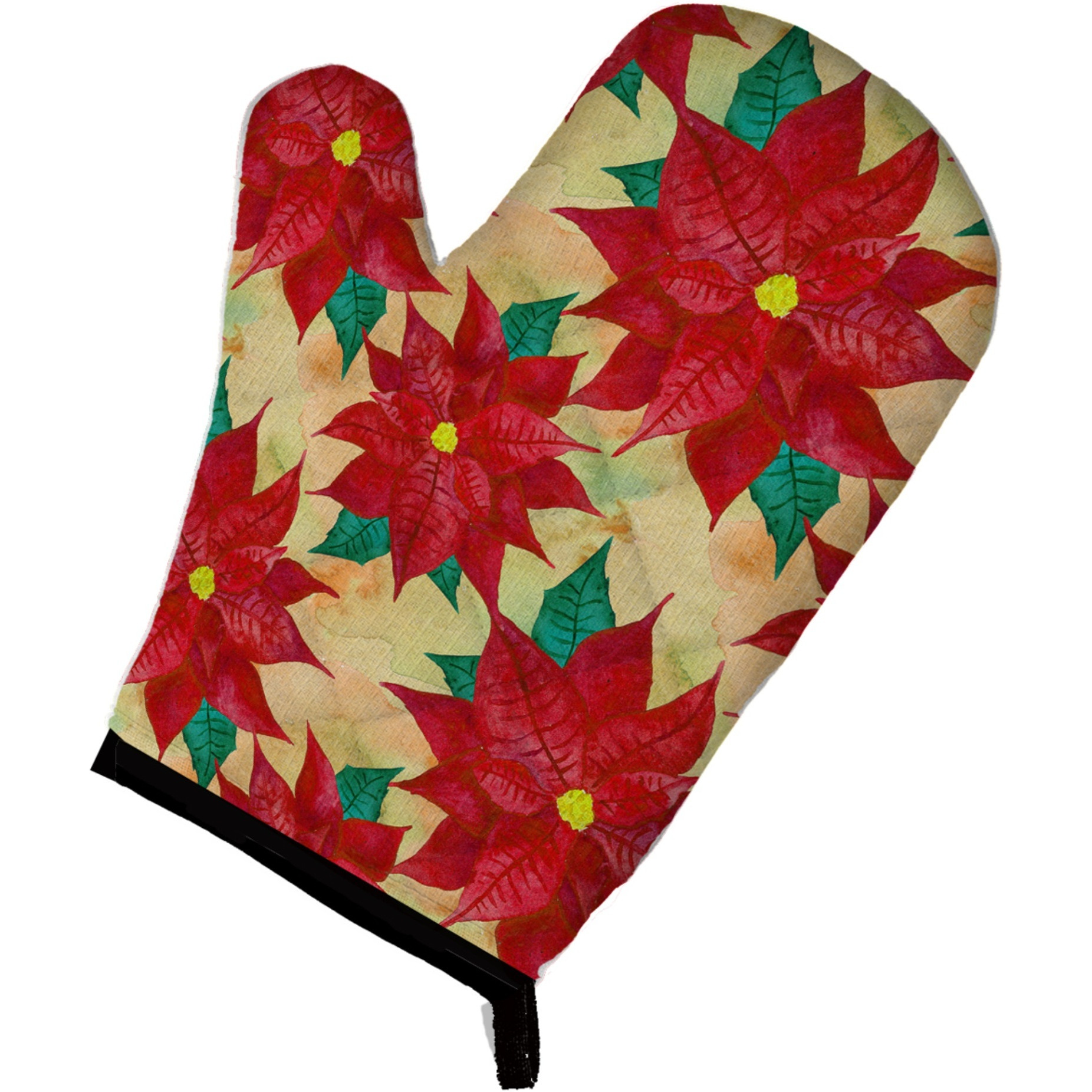 &quotCaroline's Treasures Poinsettia Christmas Decorated Oven Mitt, 12"" x 8.5"", Multicolor"