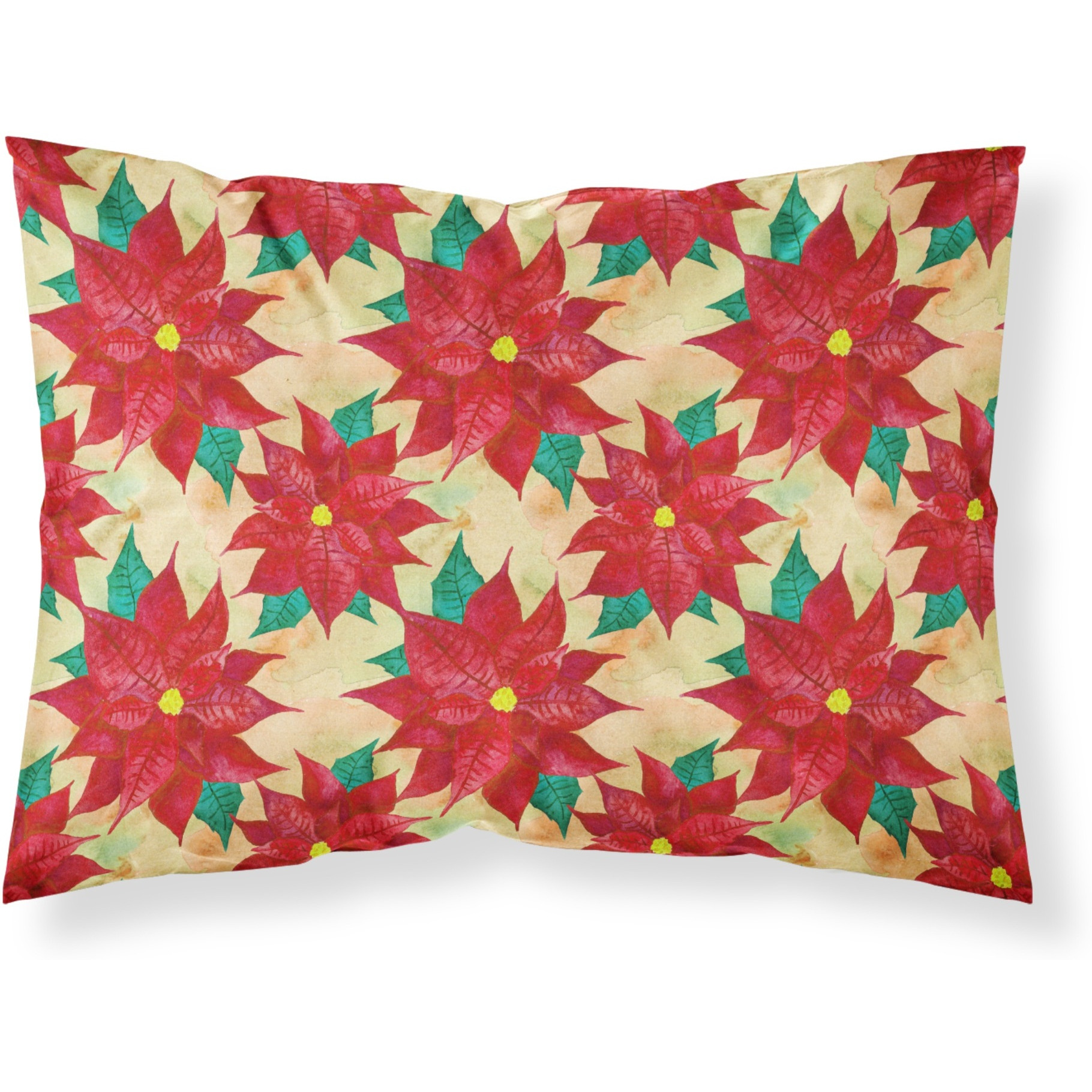 Caroline's Treasures Poinsetta Christmas Pillowcase Standard Multicolor