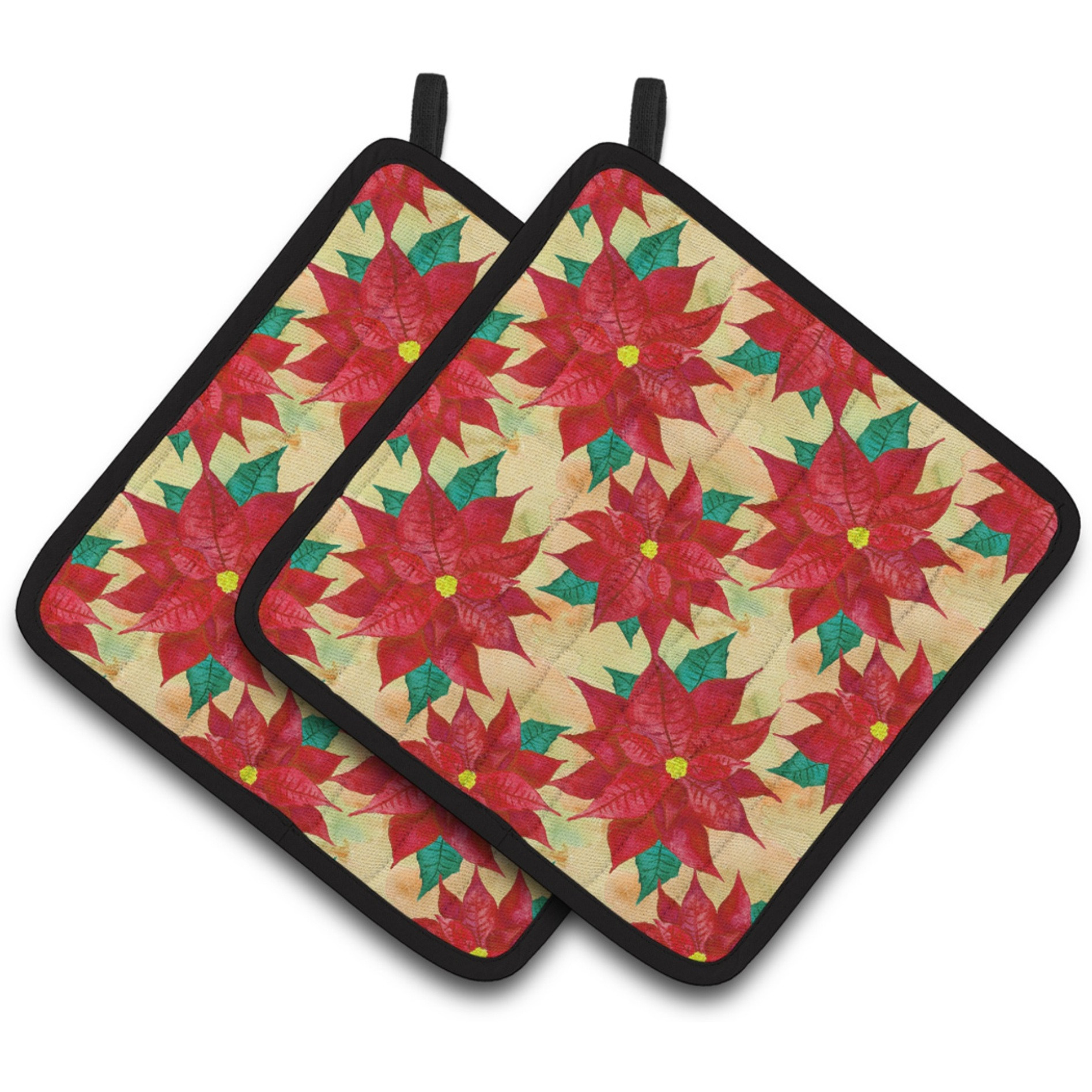 &quotCaroline's Treasures Poinsettia Christmas Decorated Pot Holder, 7.5"" x 7.5"", Multicolor"
