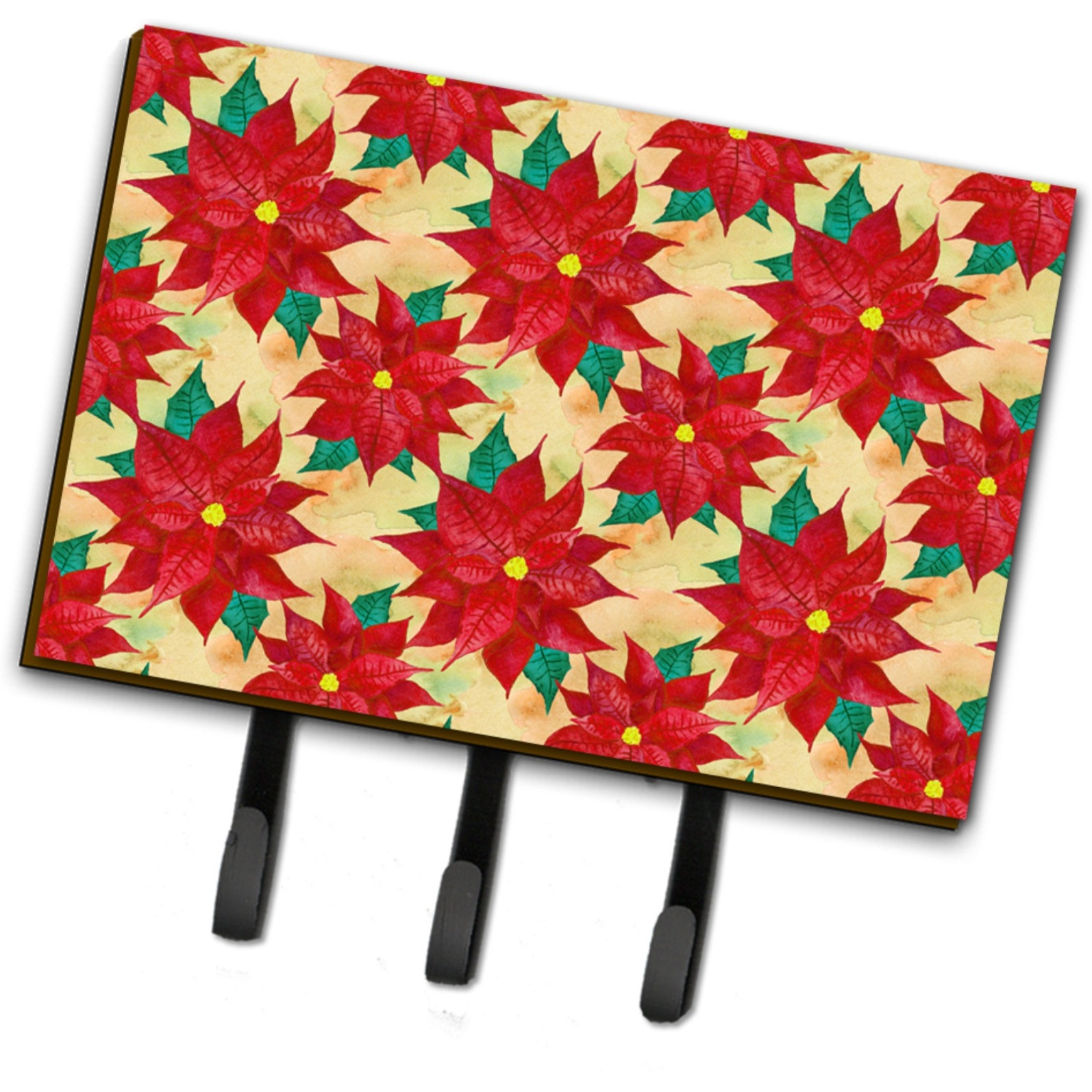 &quotCaroline's Treasures Poinsettia Christmas Wall Hook, Triple, Multicolor"