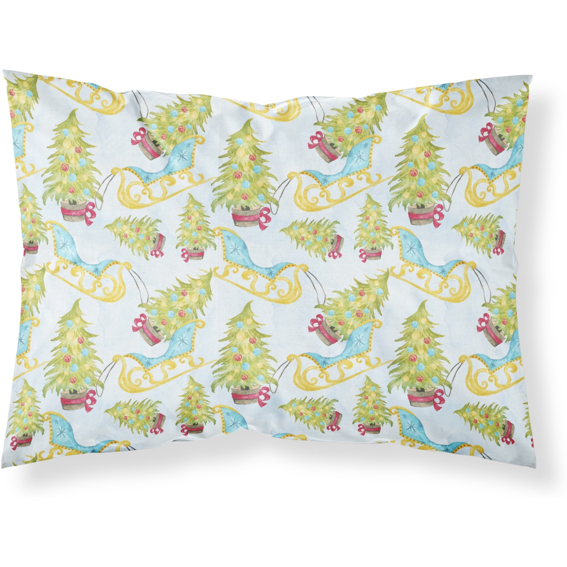 &quotCaroline's Treasures Christmas Tree and Sleigh Pillowcase, Standard, Multicolor"
