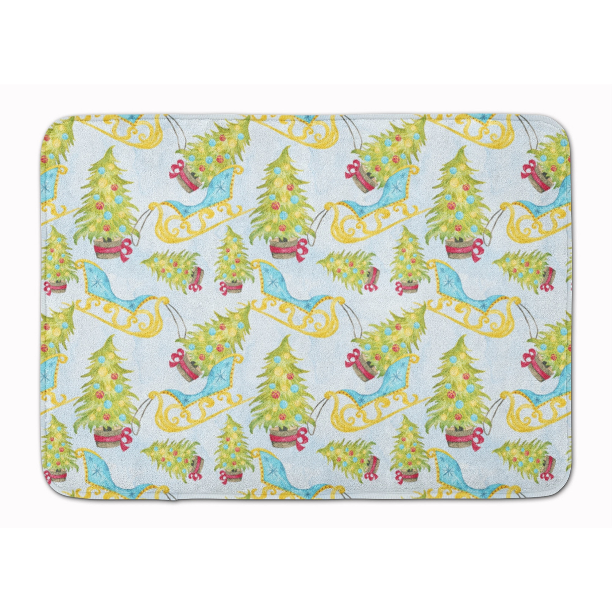 &quotCaroline's Treasures Christmas Tree and Sleigh Floor Mat, 19"" H x 27"" W, Multicolor"