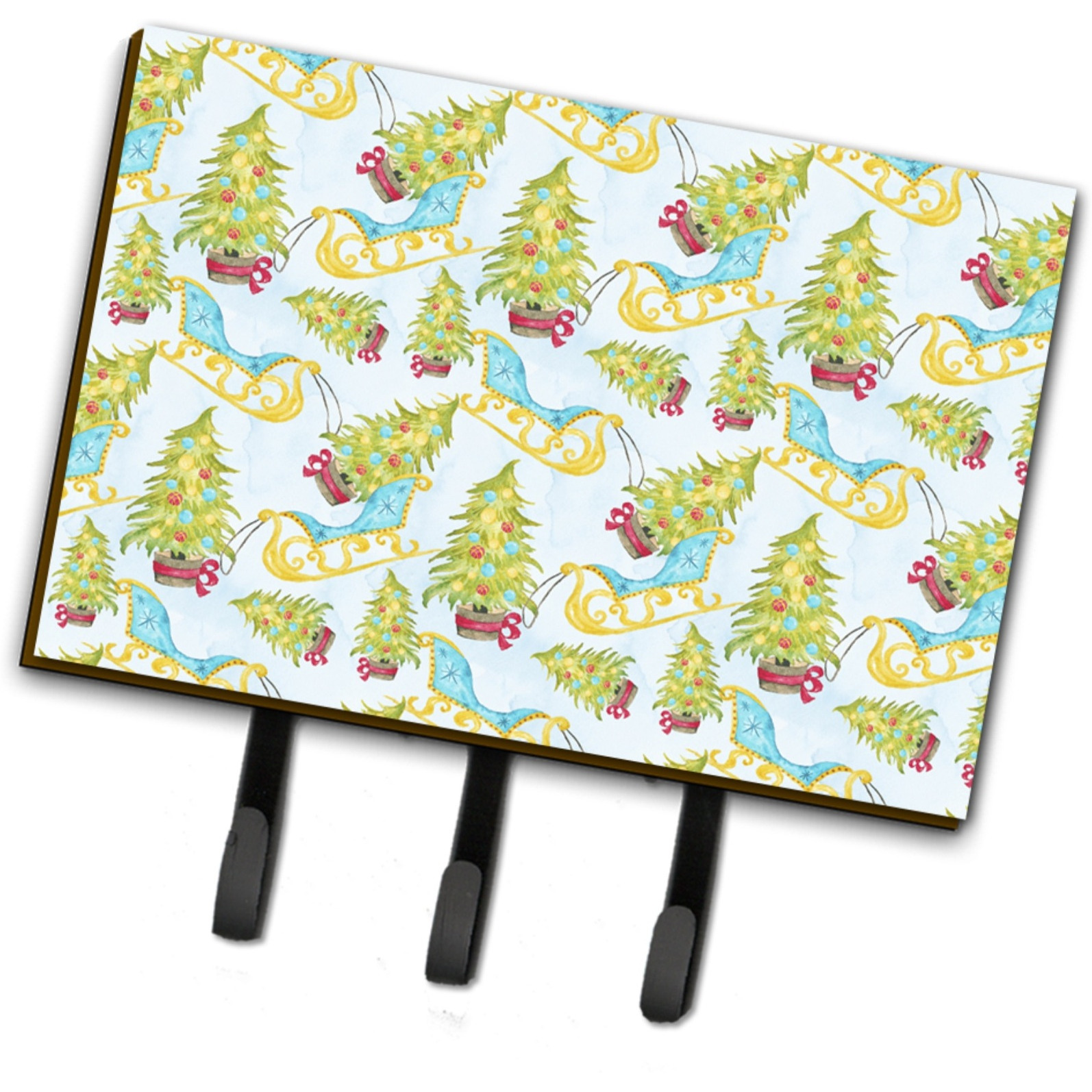 &quotCaroline's Treasures Christmas Tree and Sleigh Wall Hook, Triple, Multicolor"