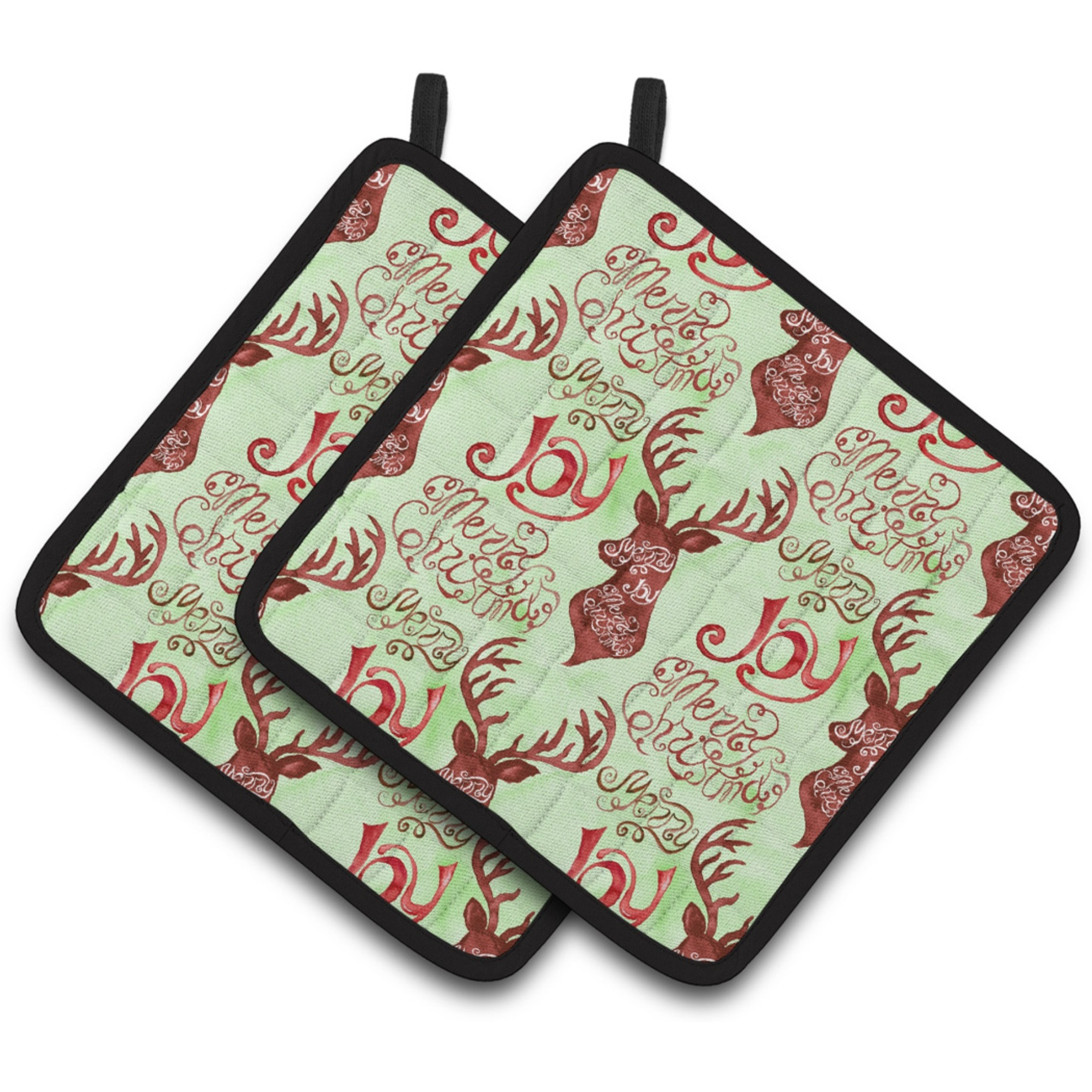 &quotCaroline's Treasures Merry Christmas Joy Reindeer Decorated Pot Holder, 7.5"" x 7.5"", Multicolor"