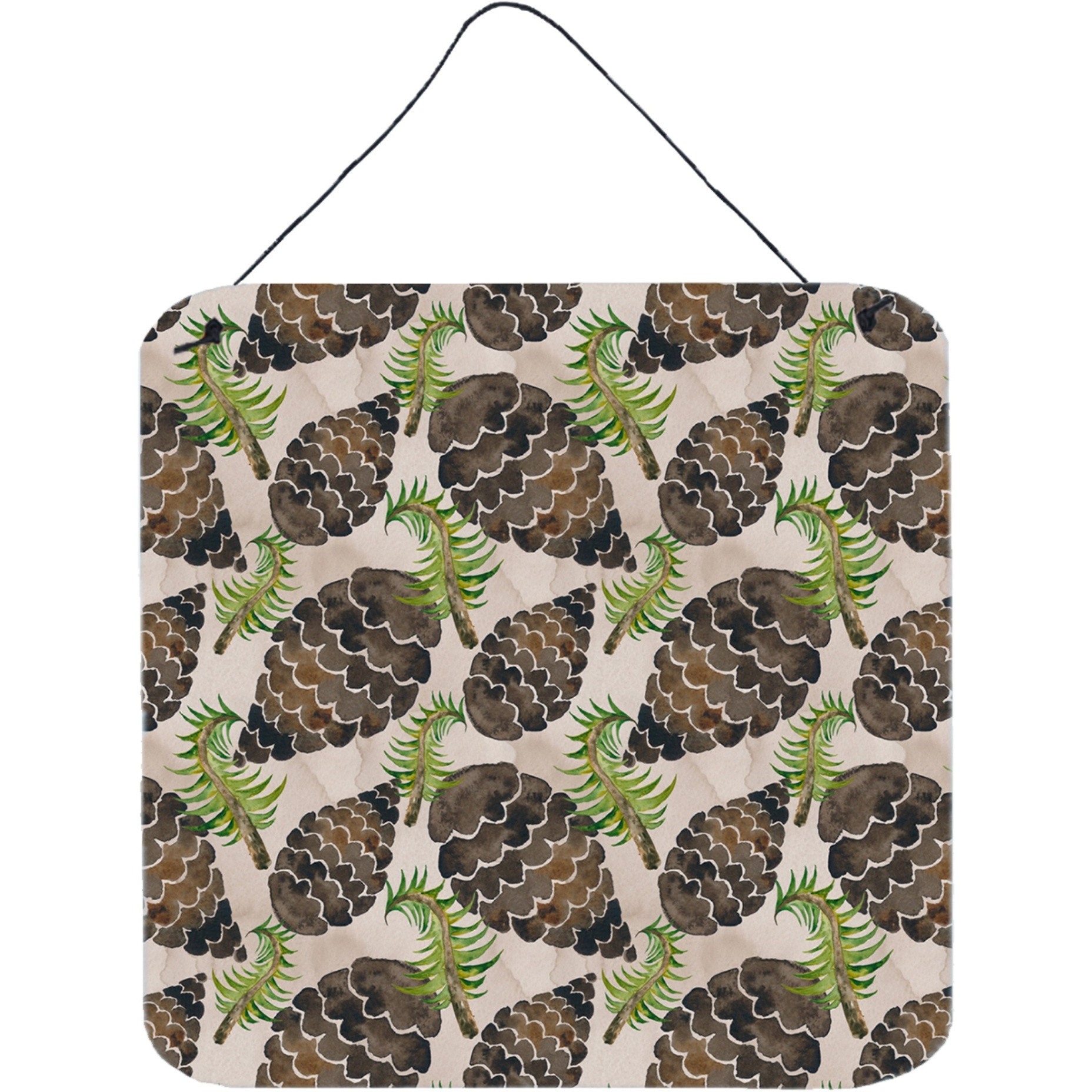 &quotCaroline's Treasures Watercolor Pine Cones Metal Print, 6"" H x 6"" W, Multicolor"