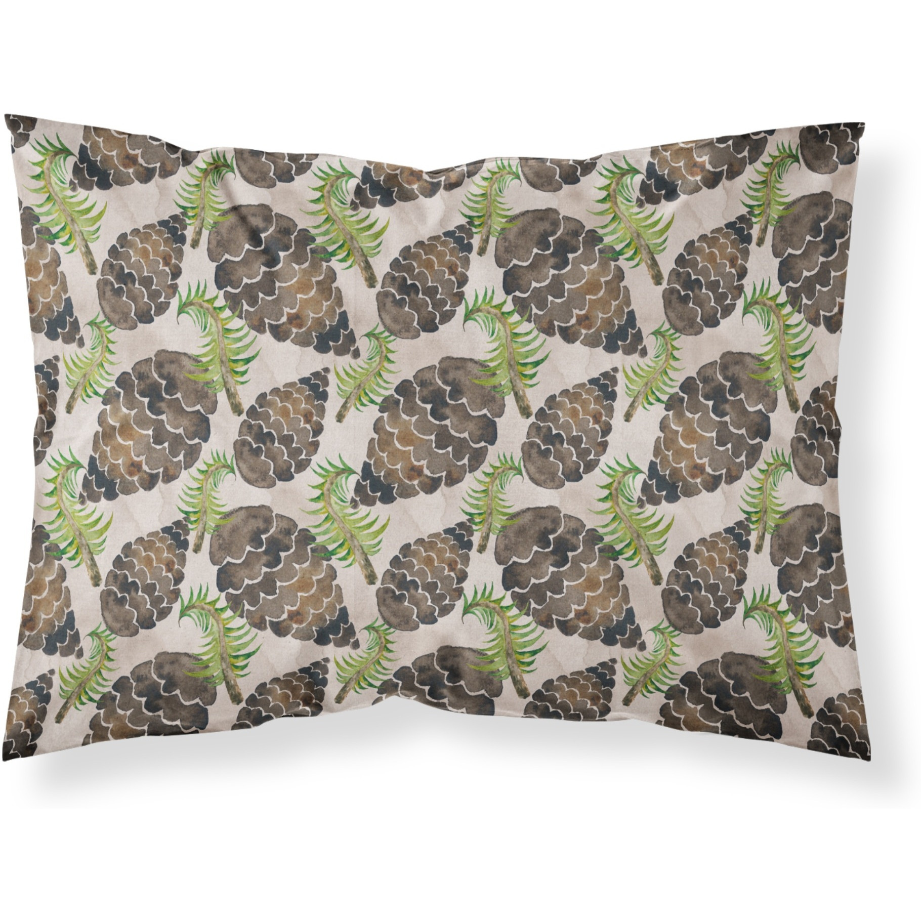 &quotCaroline's Treasures Watercolor Pine Cones Pillowcase, Standard, Multicolor"