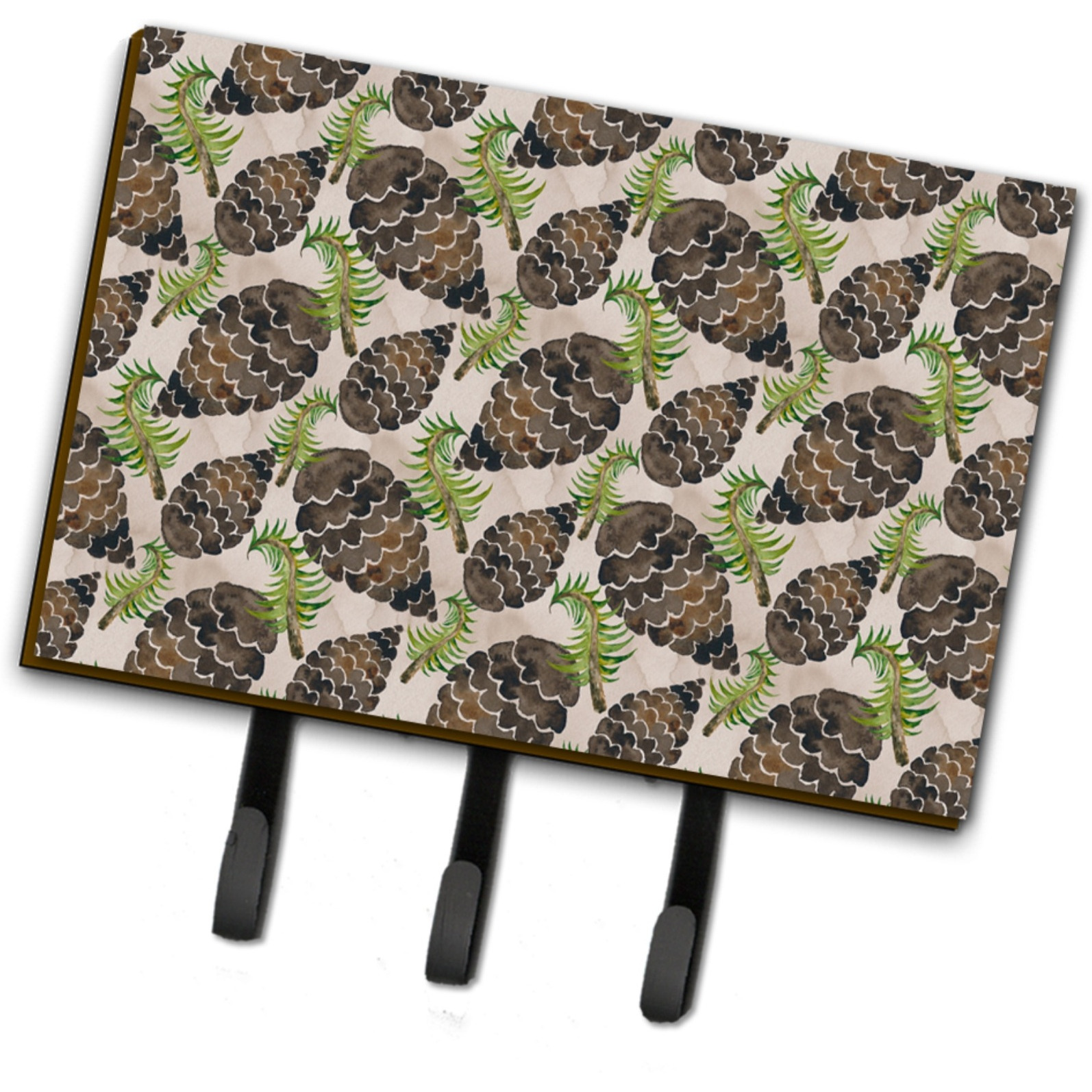 &quotCaroline's Treasures Watercolor Pine Cones Wall Hook, Triple, Multicolor"