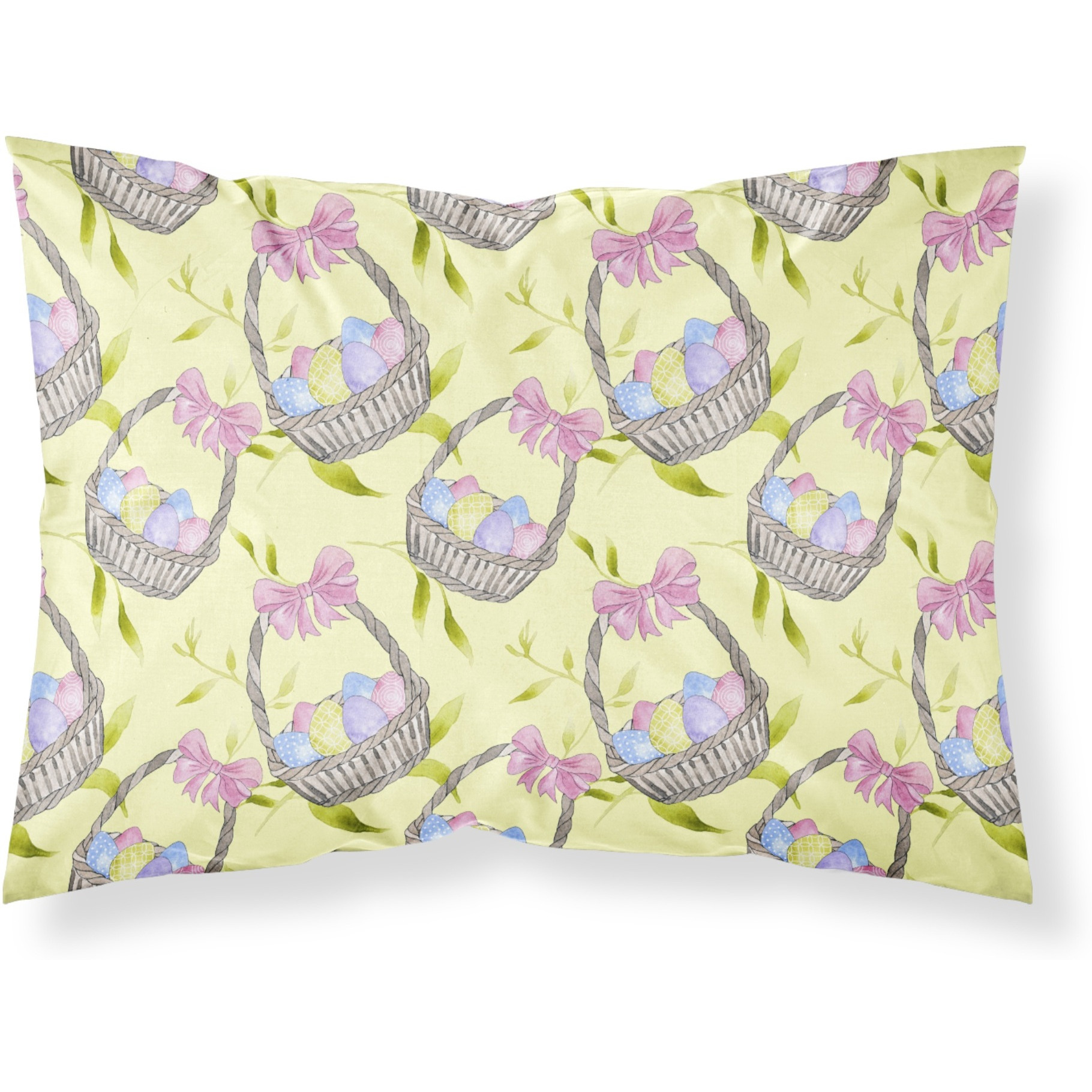 &quotCaroline's Treasures Easter Basket and Eggs Printed, Polyester, 250 Thread count, Envelope closure Pillowcase, Standard, Multicolor"